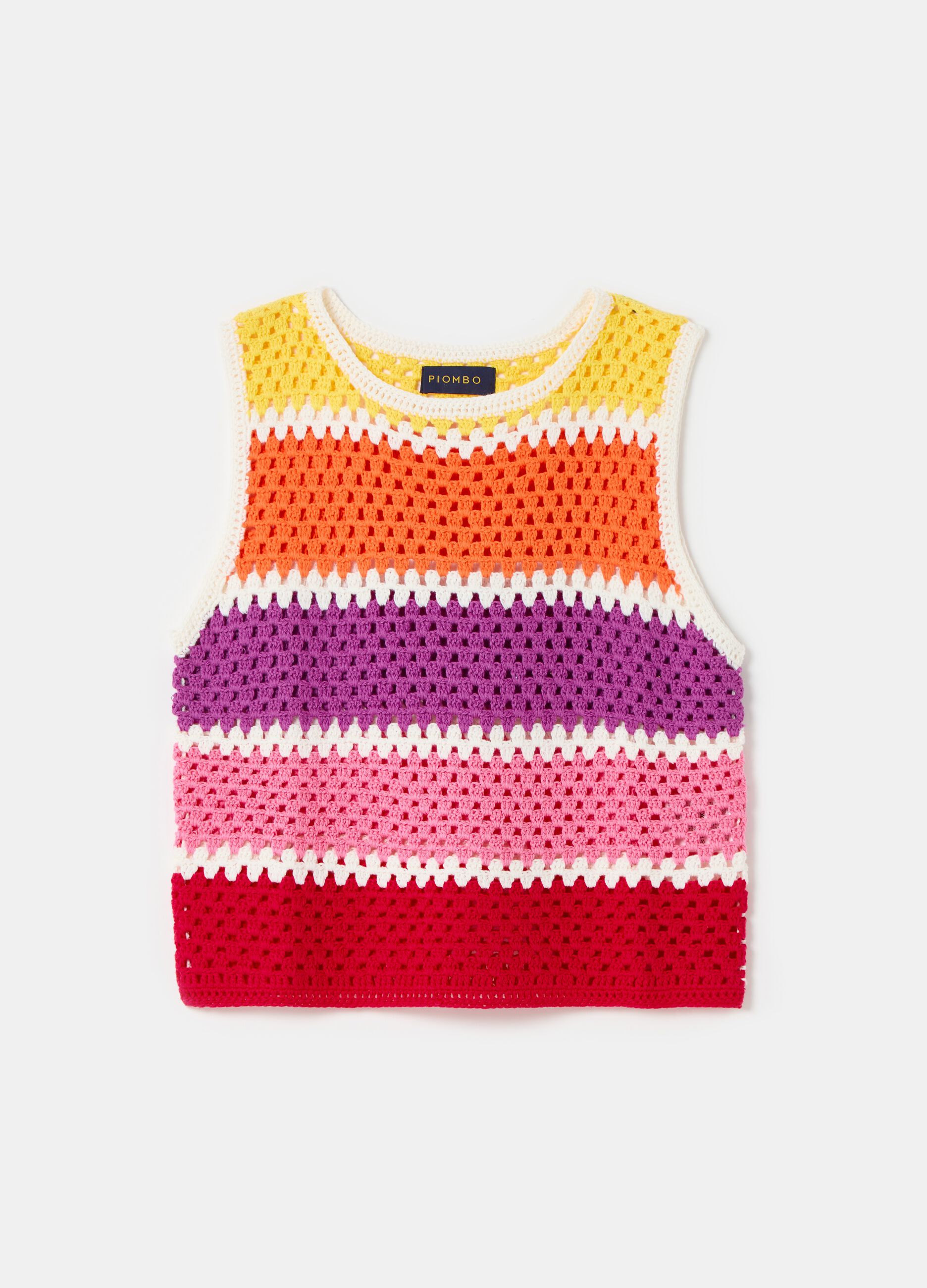 Crochet tank top with multicoloured stripes_3