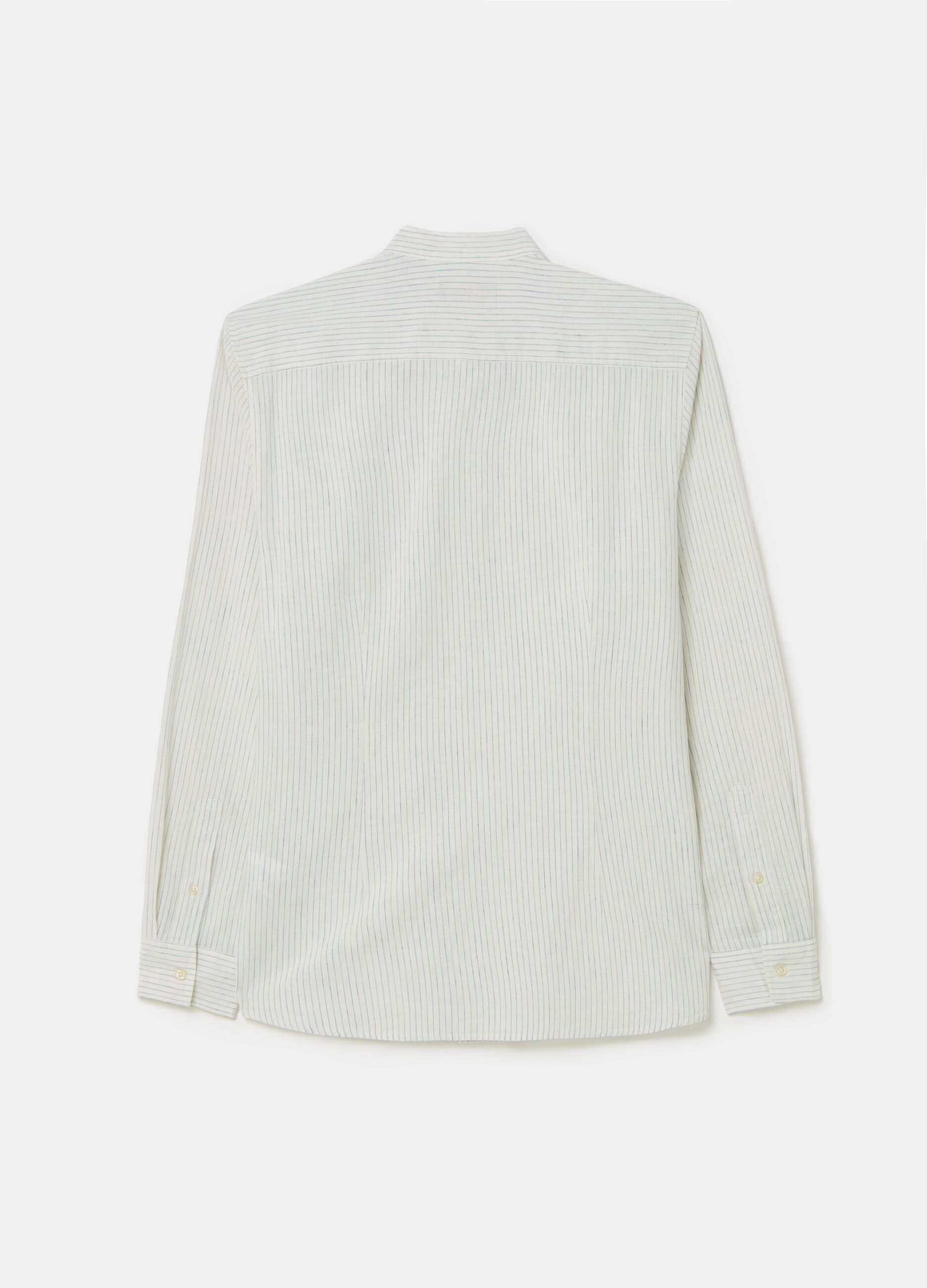 Linen and cotton shirt with thin stripes