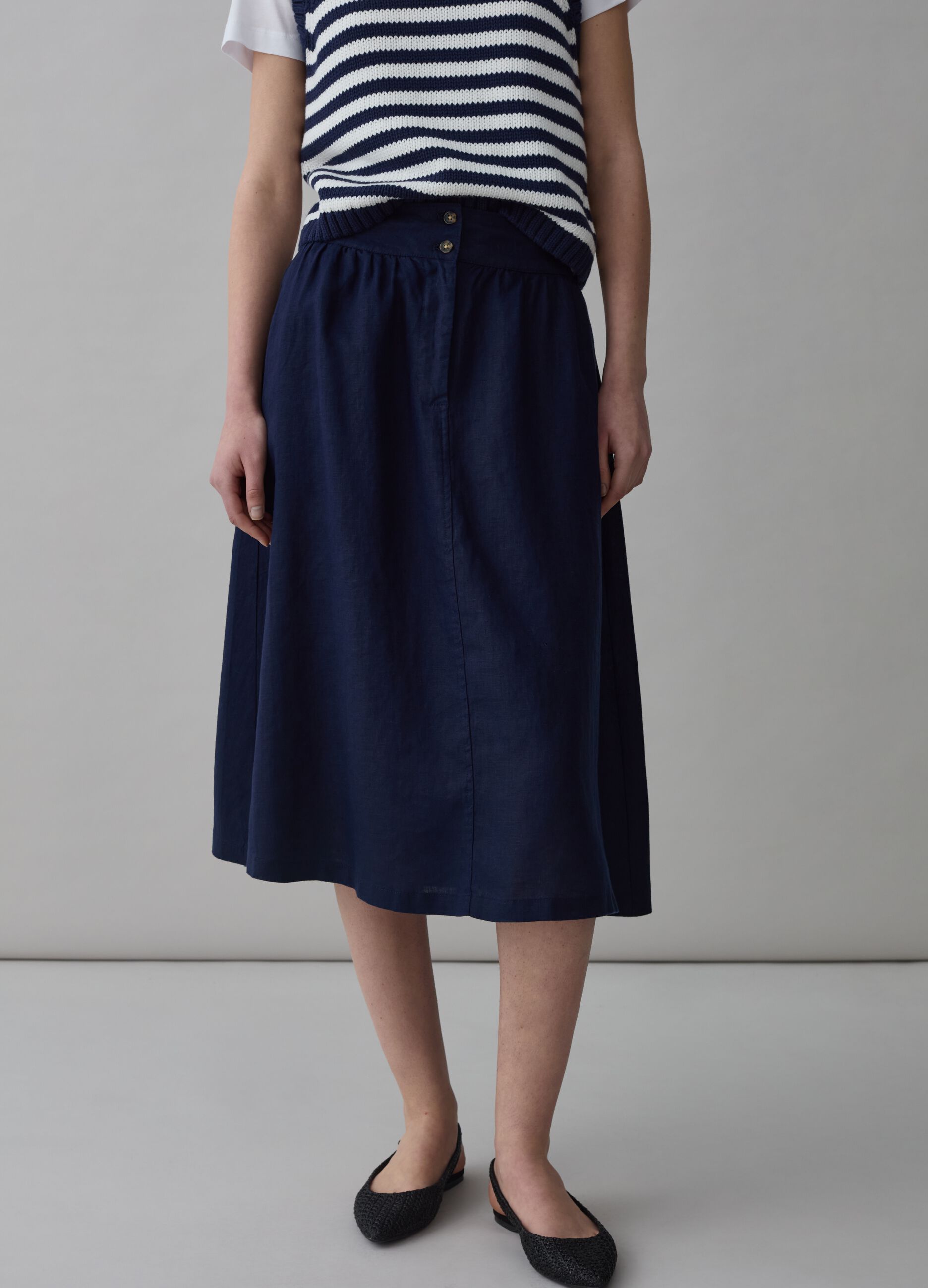 Midi skirt in linen_1