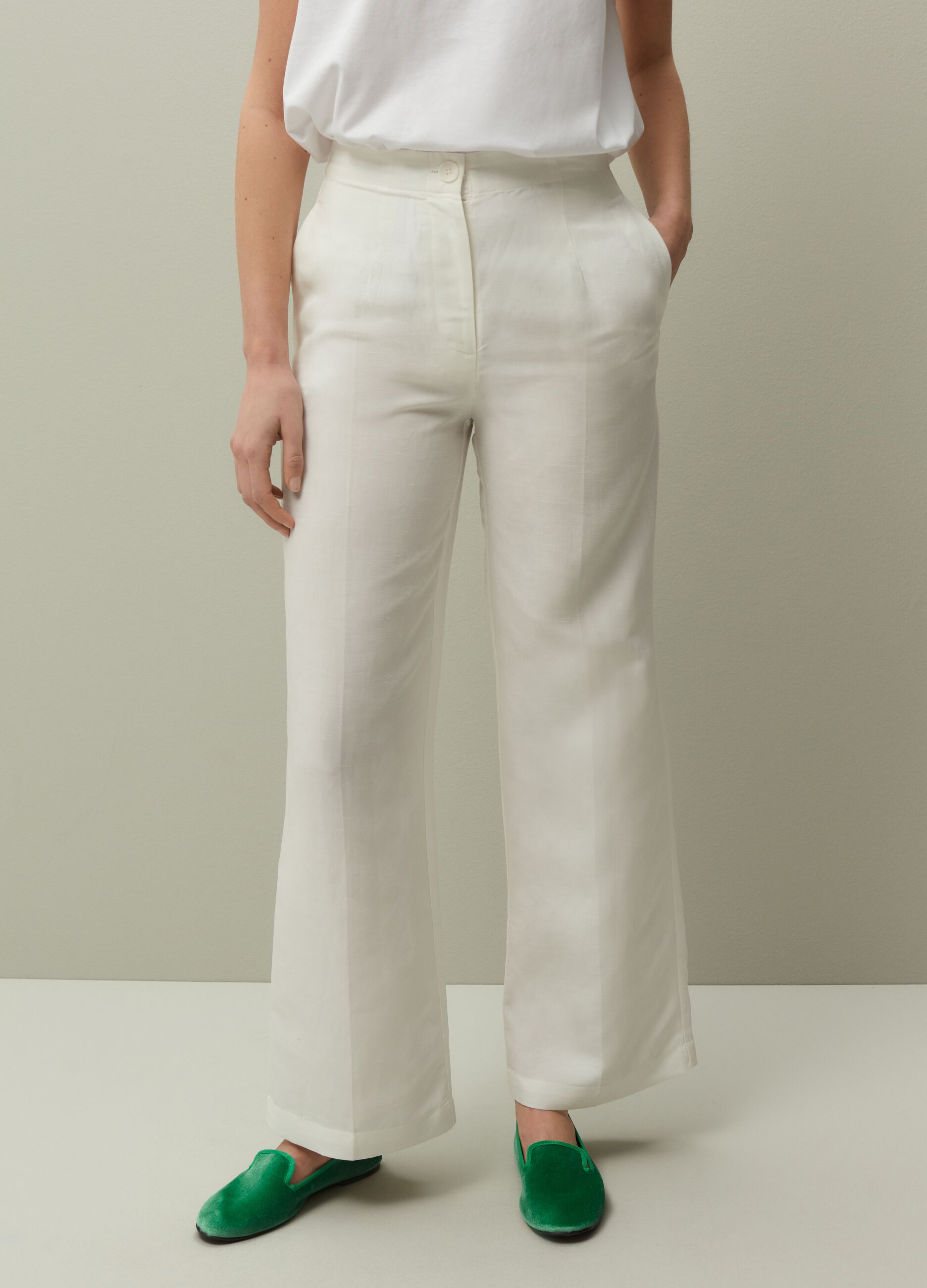 Palazzo trousers in linen and Lyocell_1