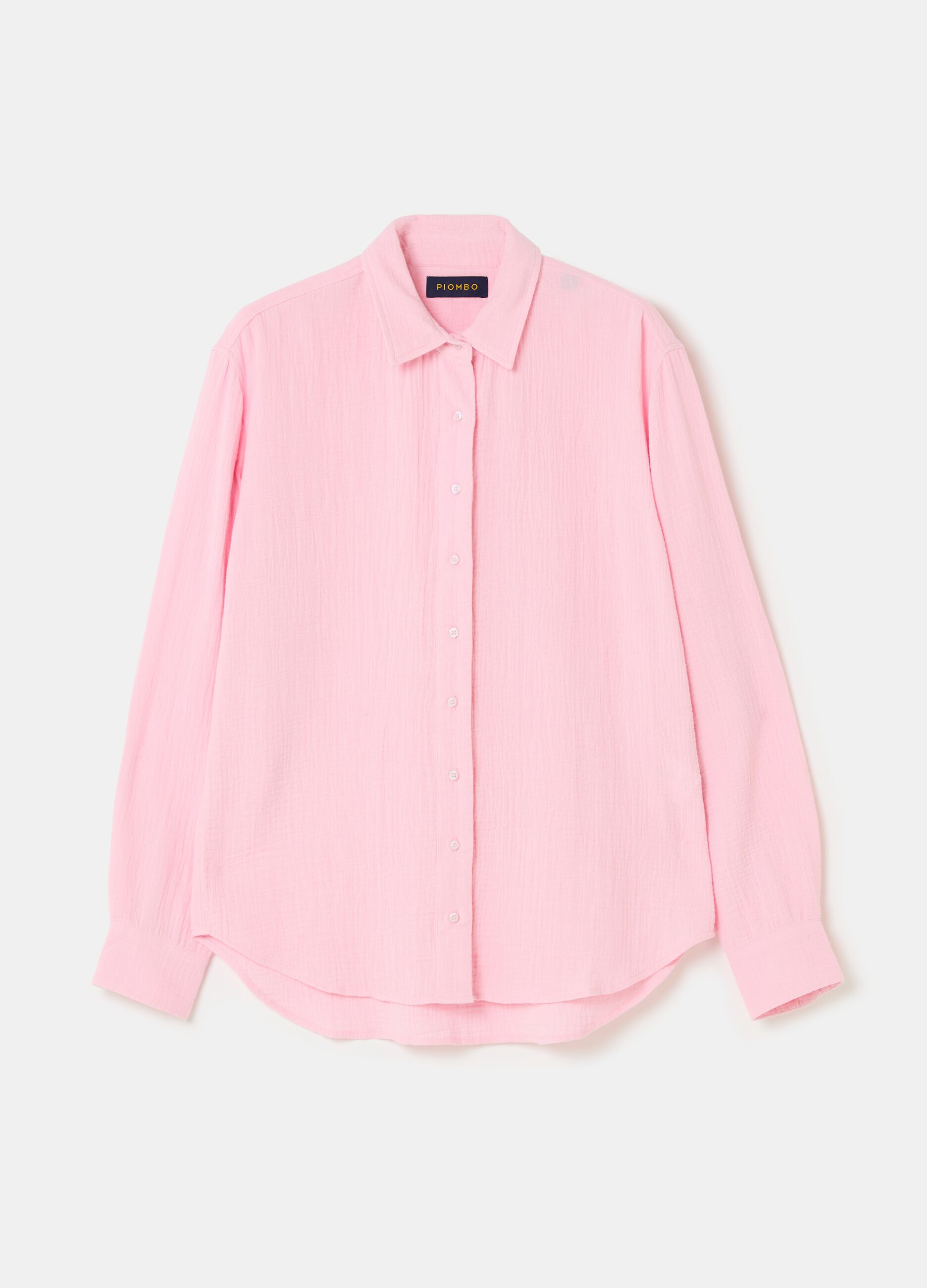 Camisa relaxed fit de gasa efecto arrugado
