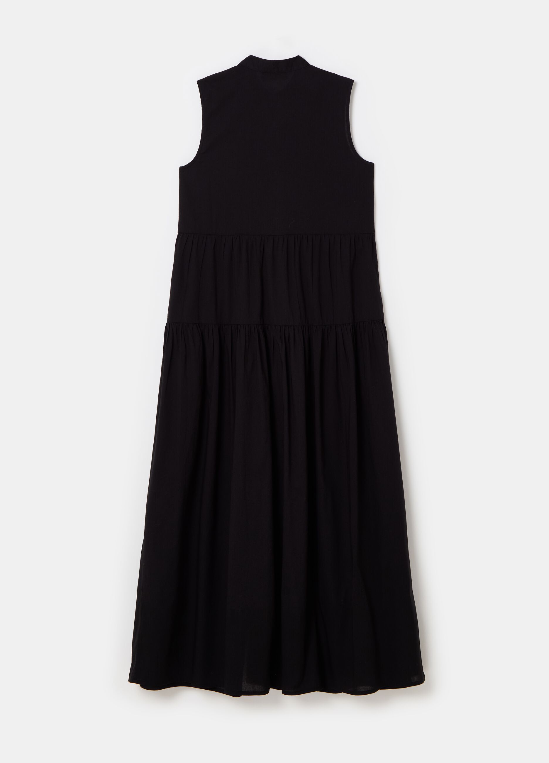 Vestido largo sin mangas cuello mao_3