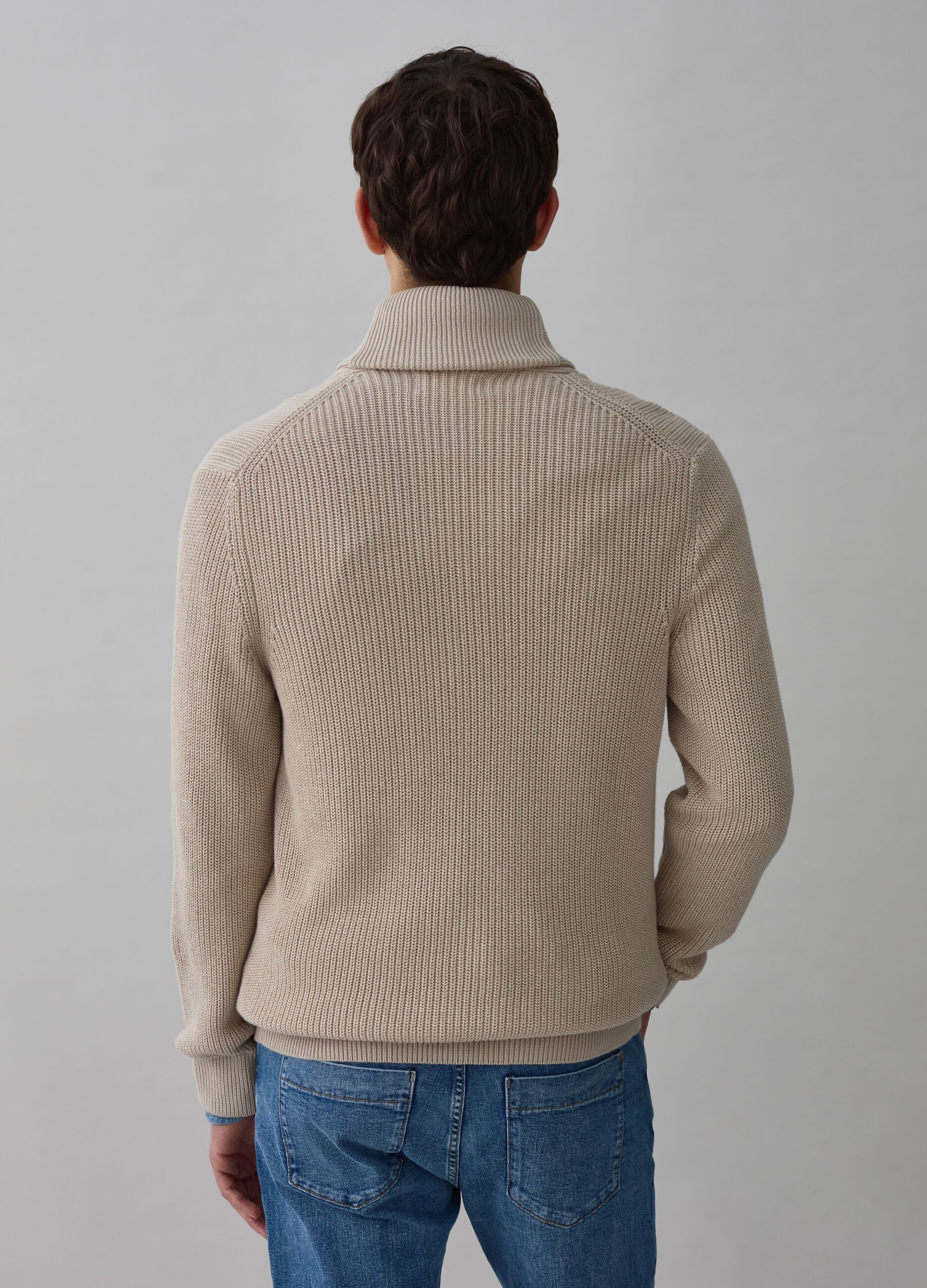 Ribbed cardigan with shawl collar_2