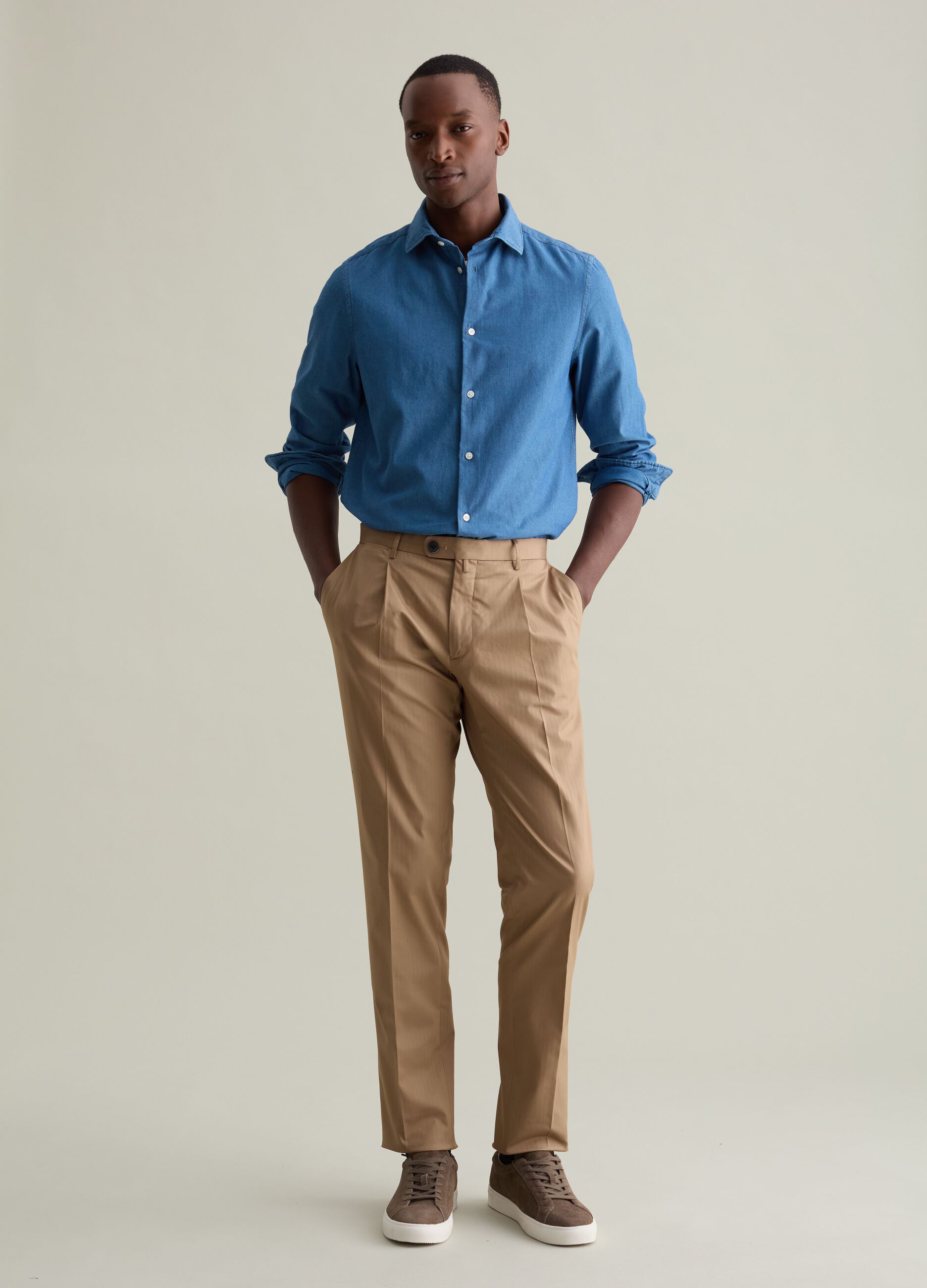 Regular-fit shirt in chambray denim
