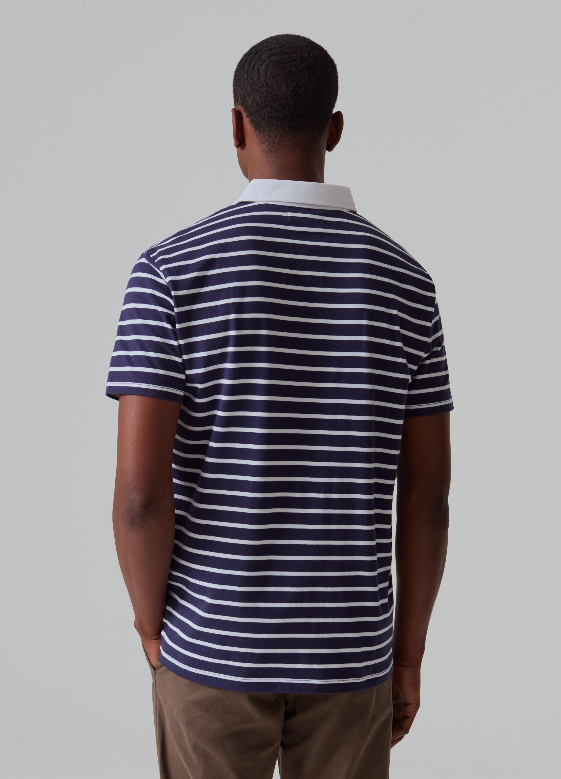 Striped polo shirt with contrasting collar