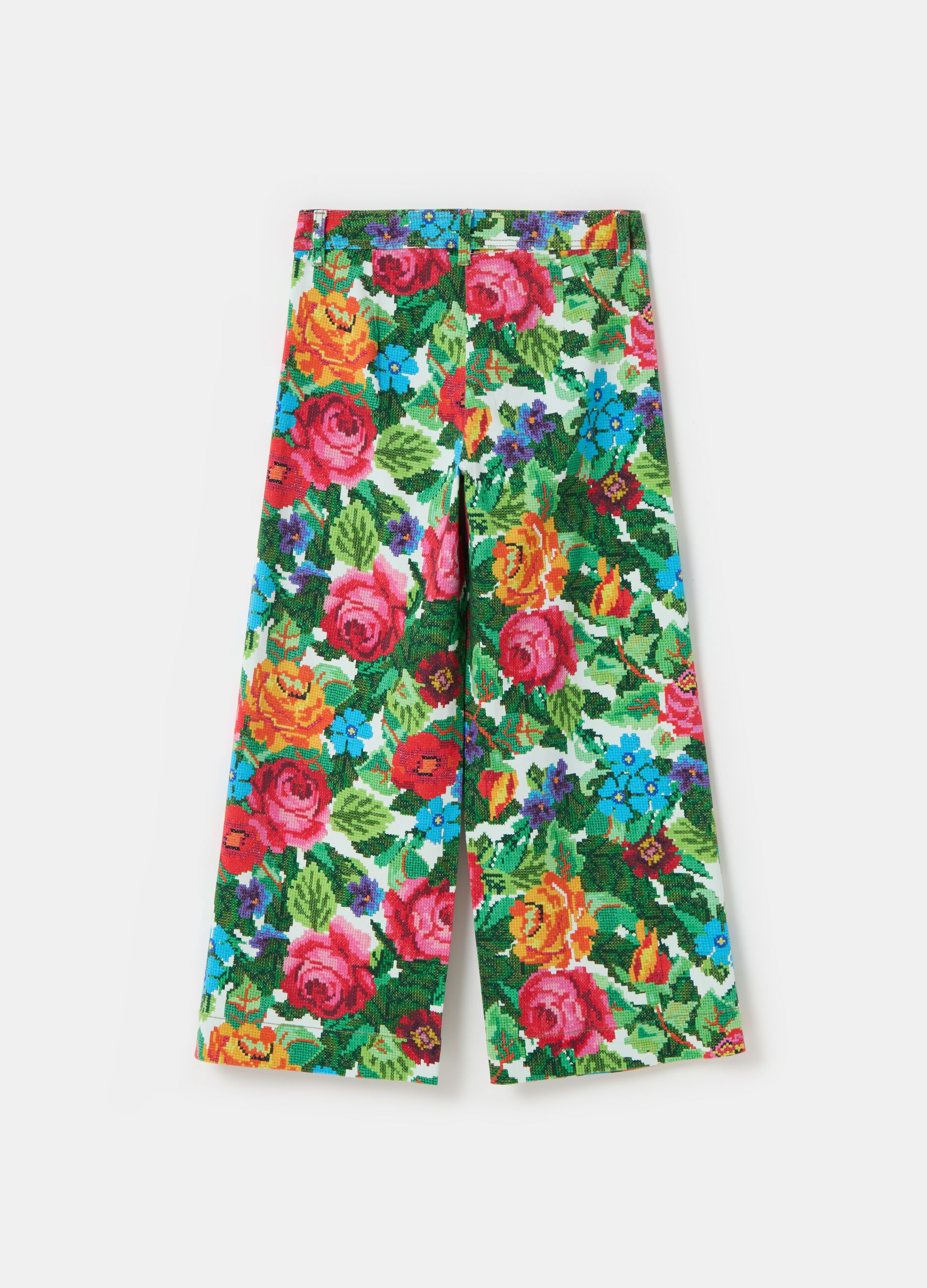 Pantalón wide leg floral efecto bordado_3