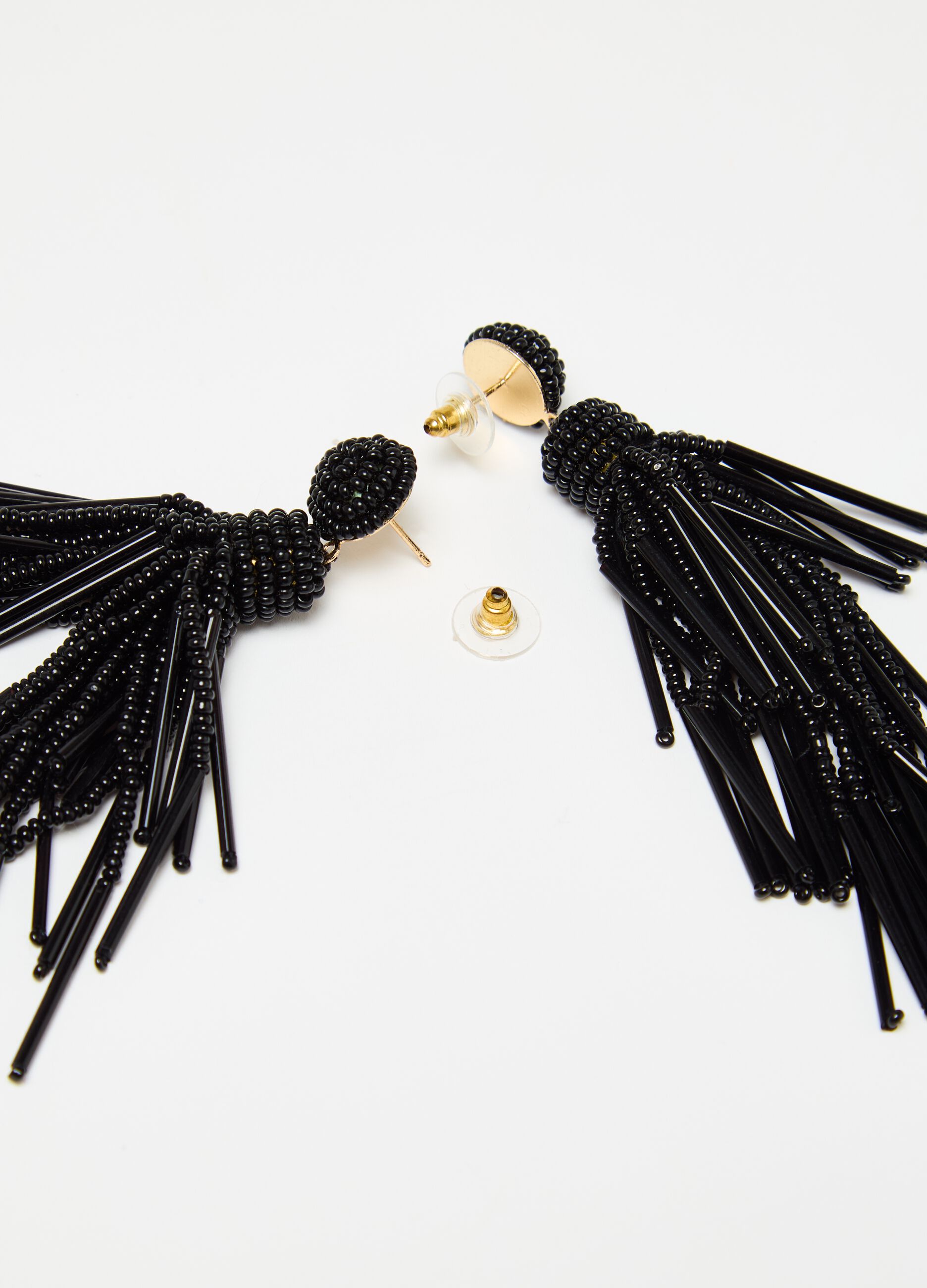 Pendant earrings with beads and fringing_2