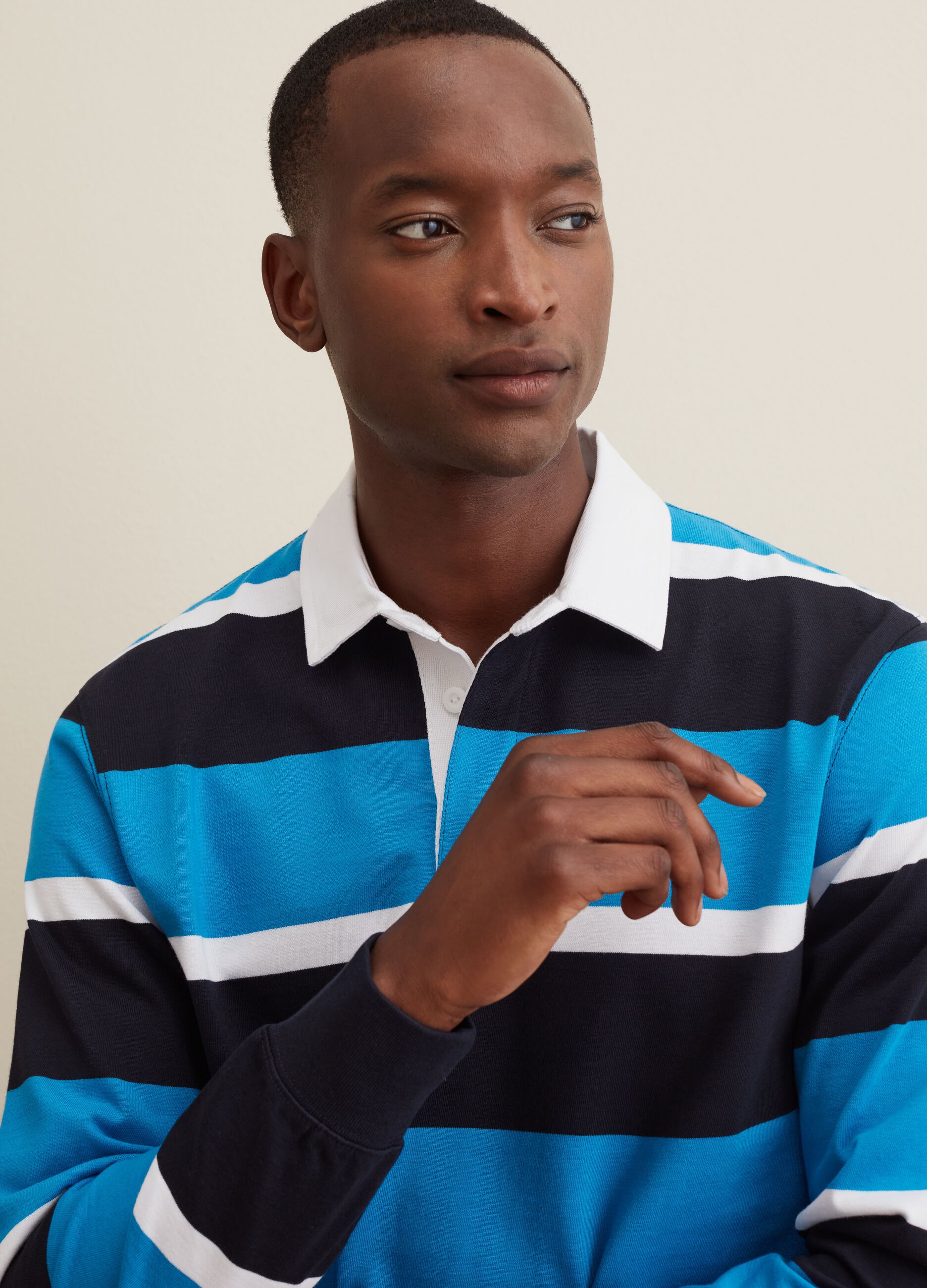 Man's Long-sleeved polo shirt with striped pattern | PIOMBO