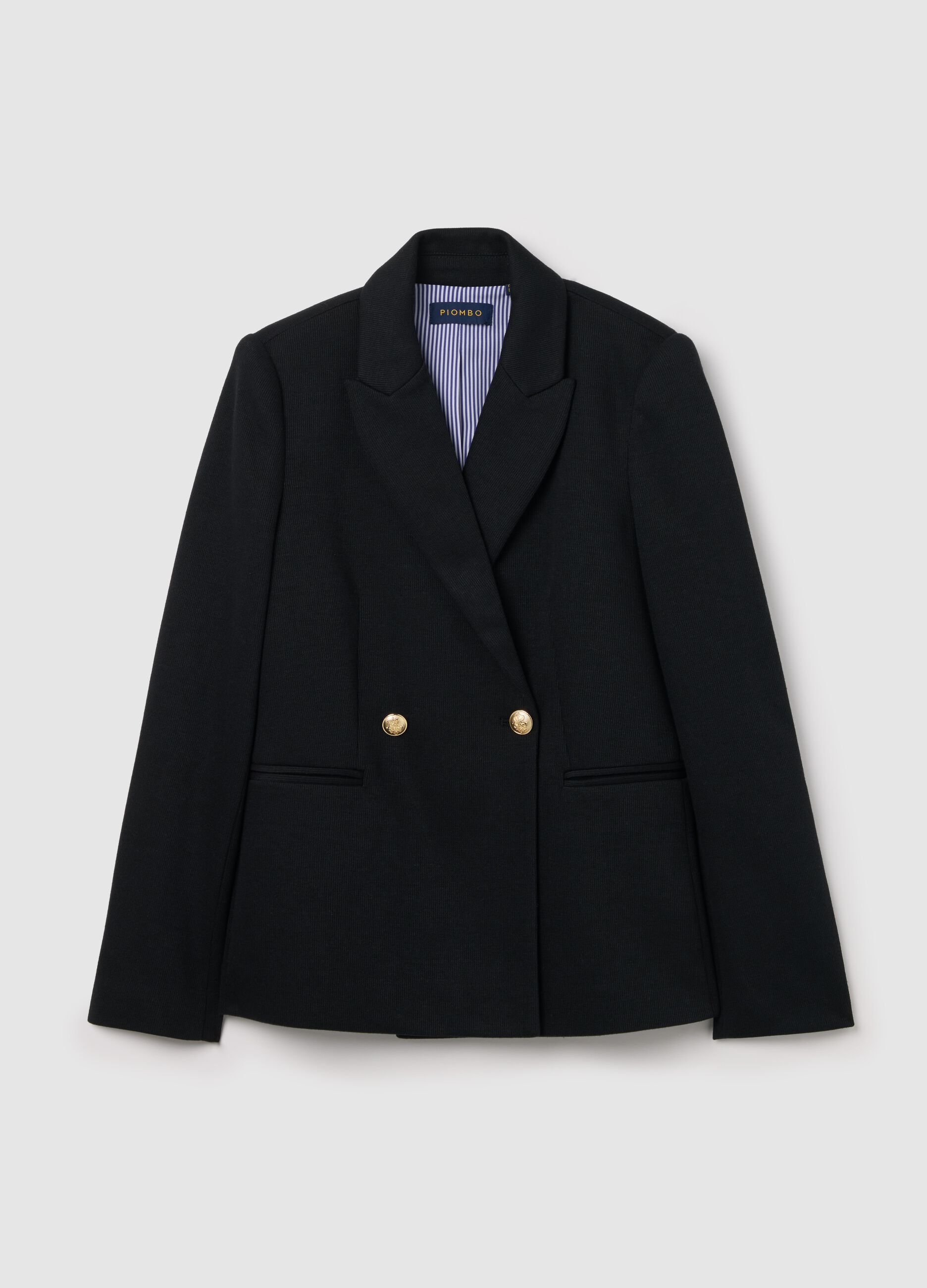 Blazer cruzado de punto con botones dorados