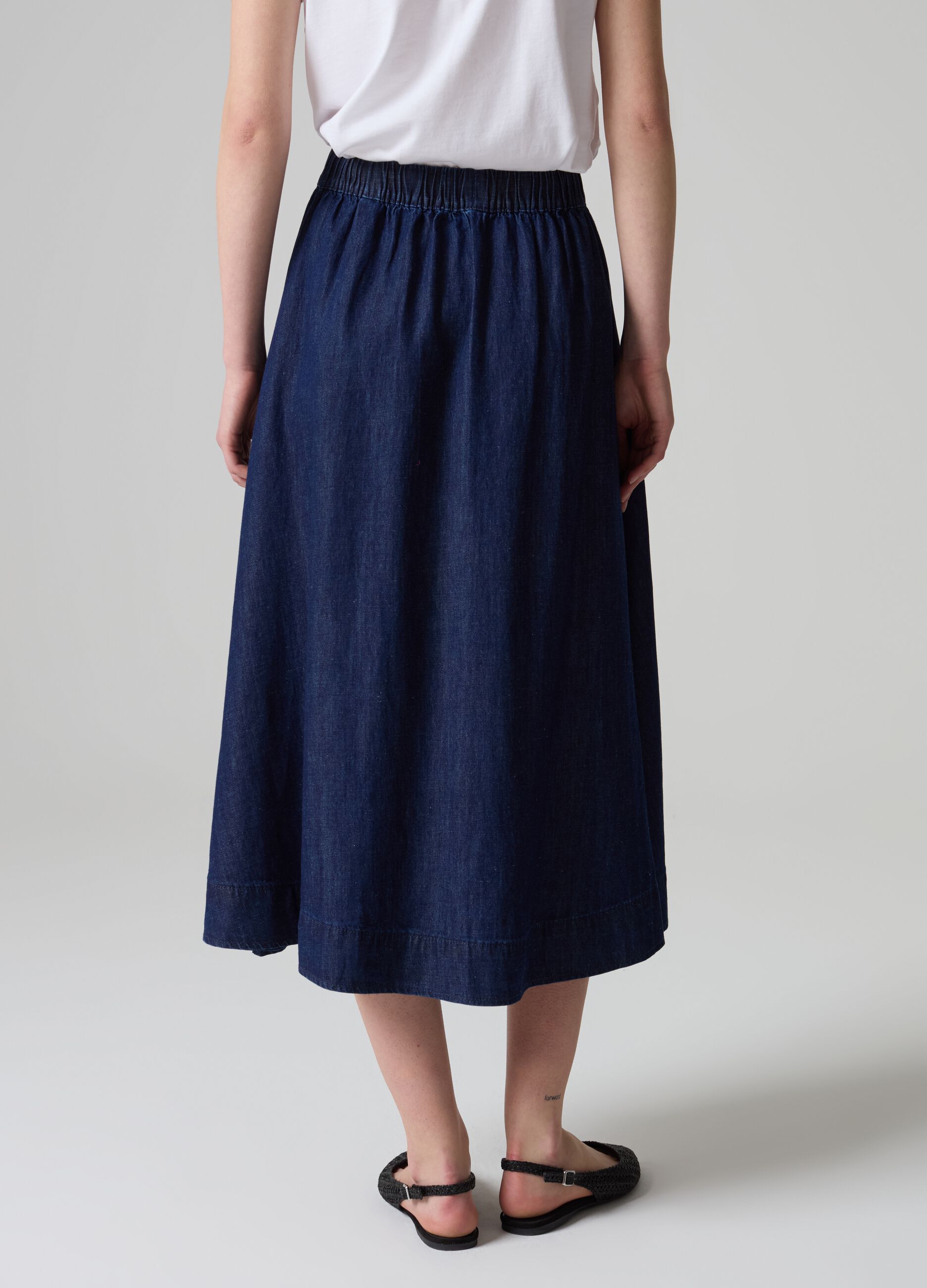 Falda plato midi de denim ligero