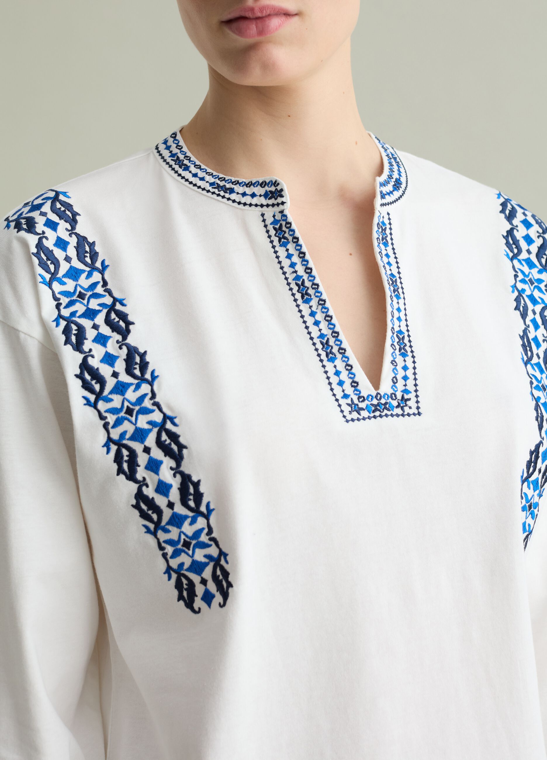 T-shirt with ethnic embroidery