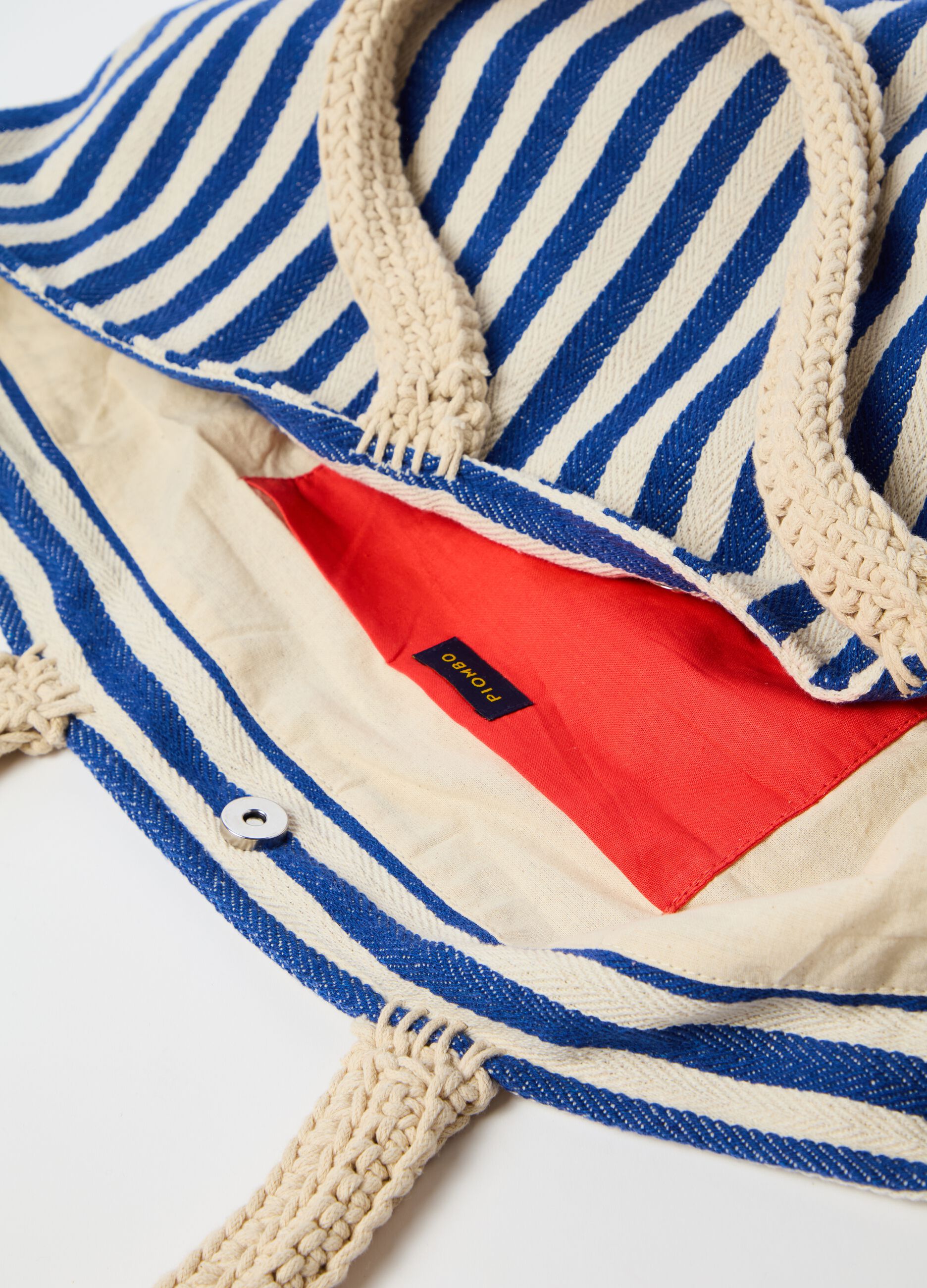 Maxi shopping bag in striped cotton
