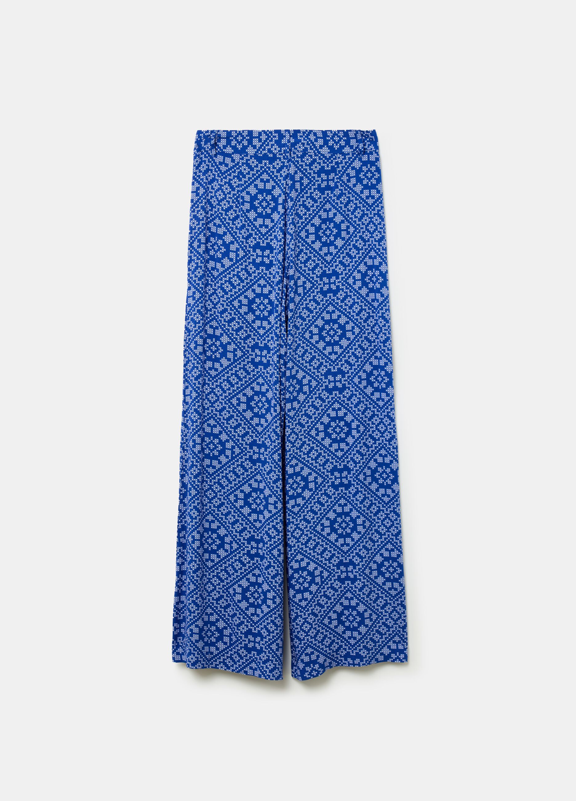 Pantalón flare fit de viscosa con estampado_4