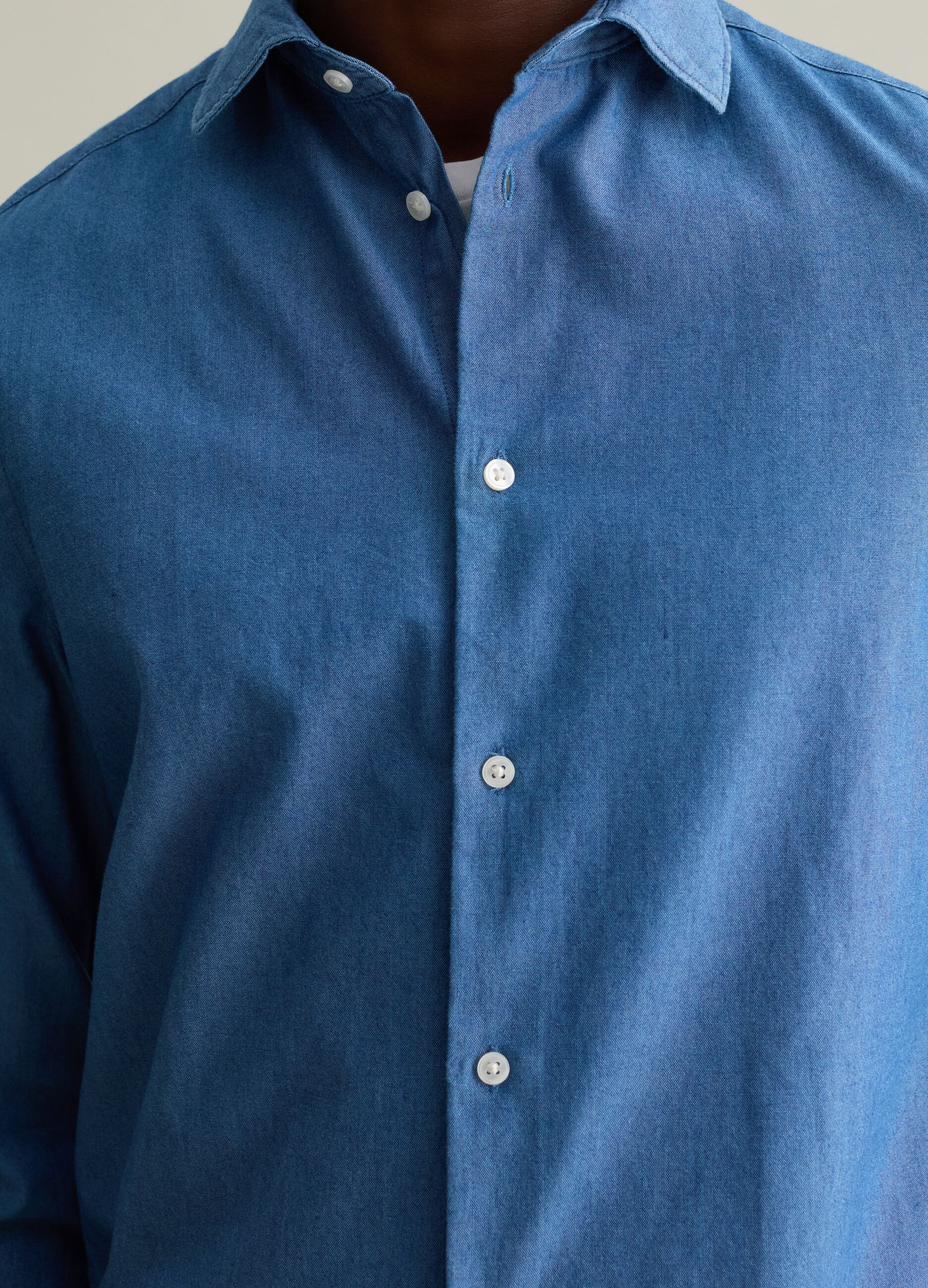Regular-fit shirt in chambray denim
