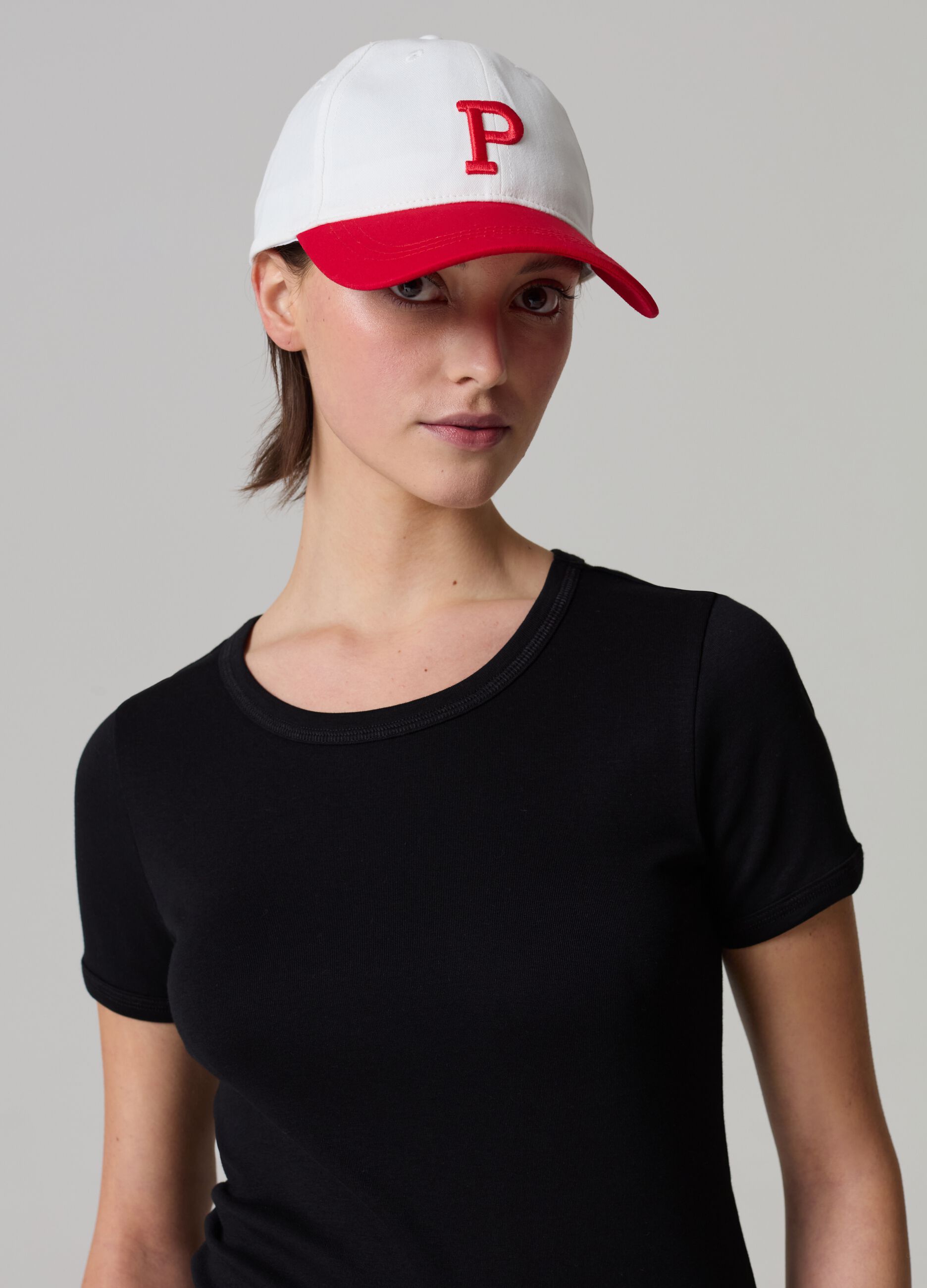 Stretch cotton T-shirt with crew-neck_0