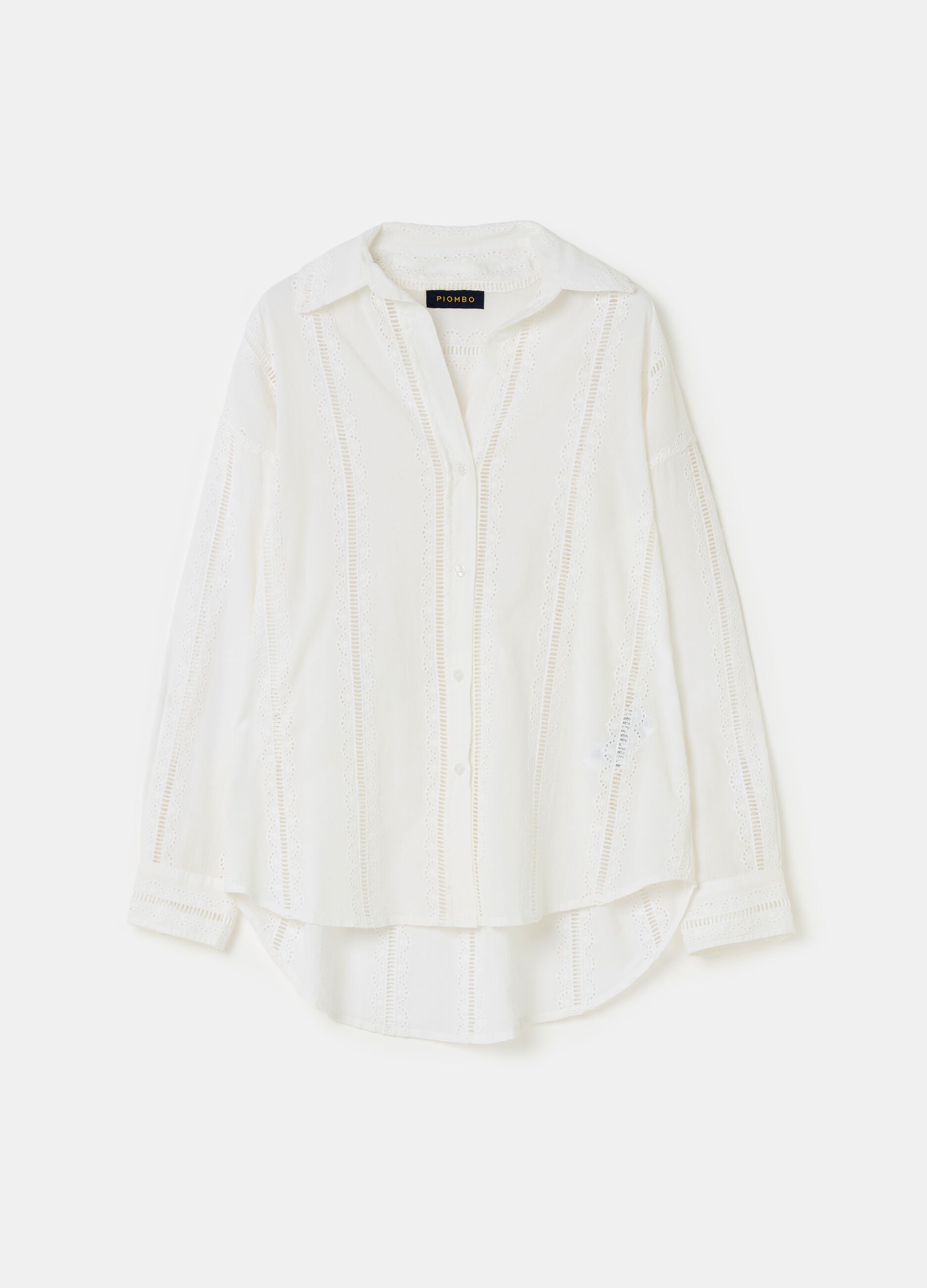 Oversized shirt with openwork details and broderie anglaise_3