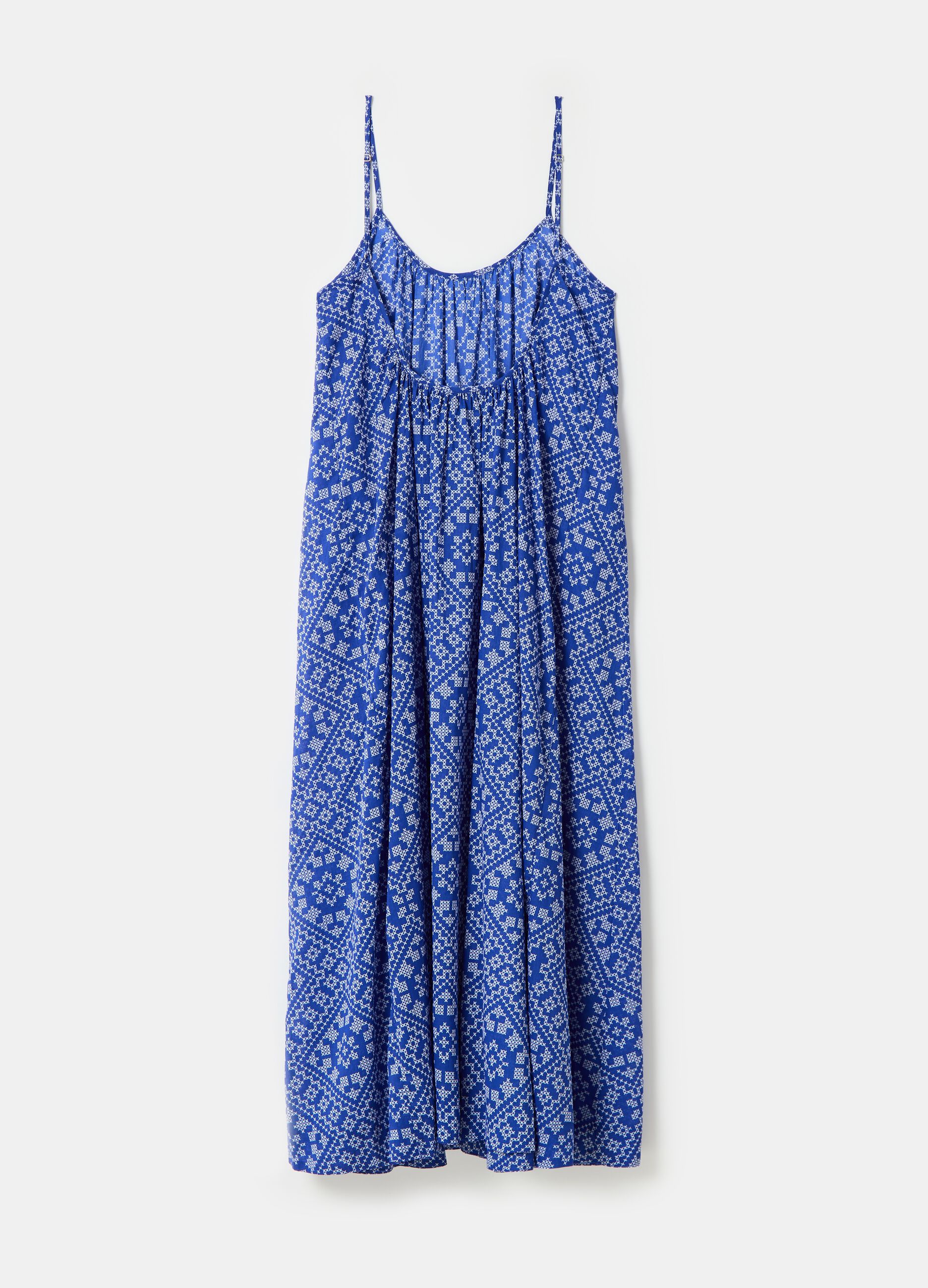 Long printed dress with bare back_4