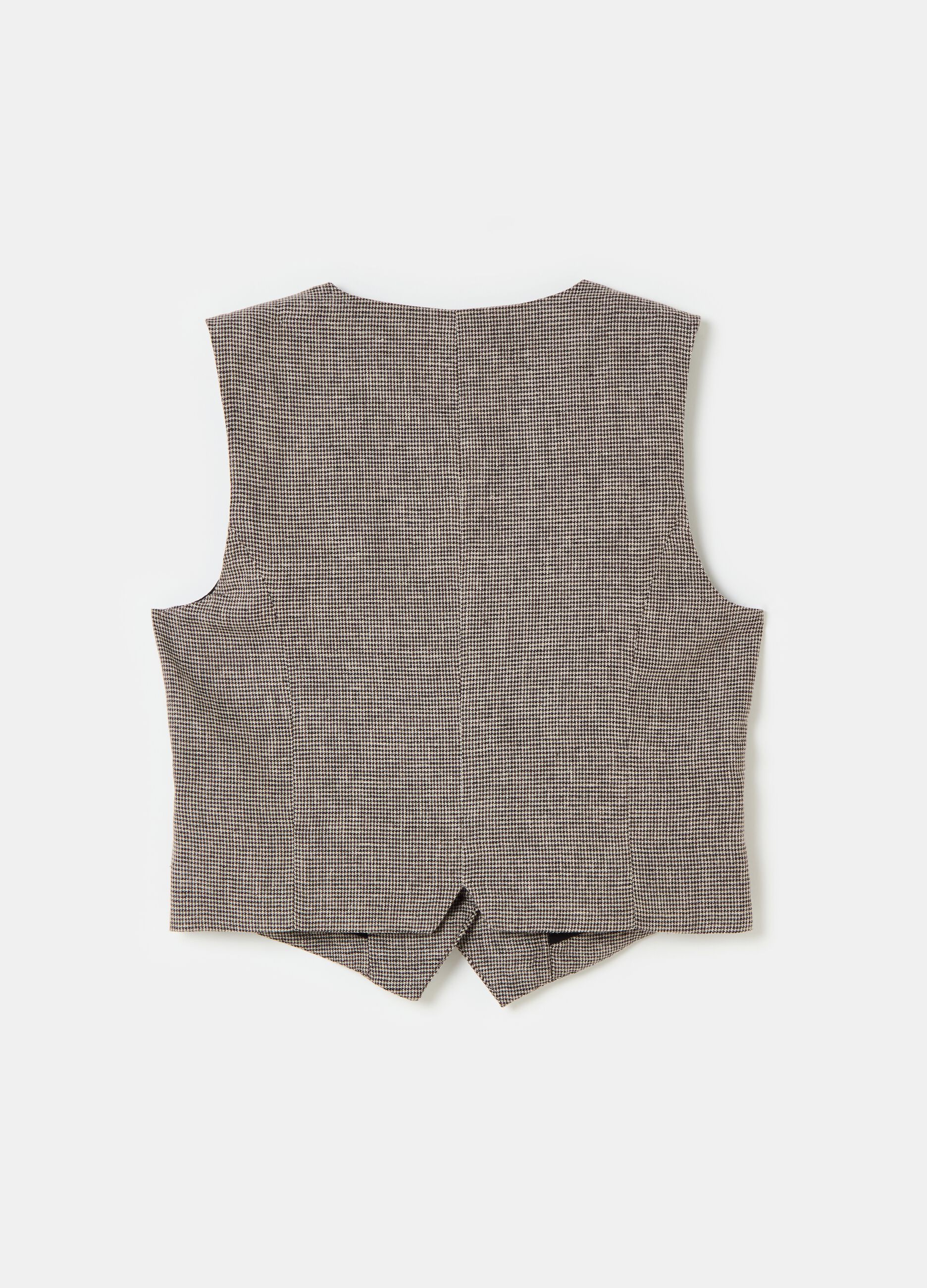 Contemporary single-breasted gilet with micro houndstooth pattern_4