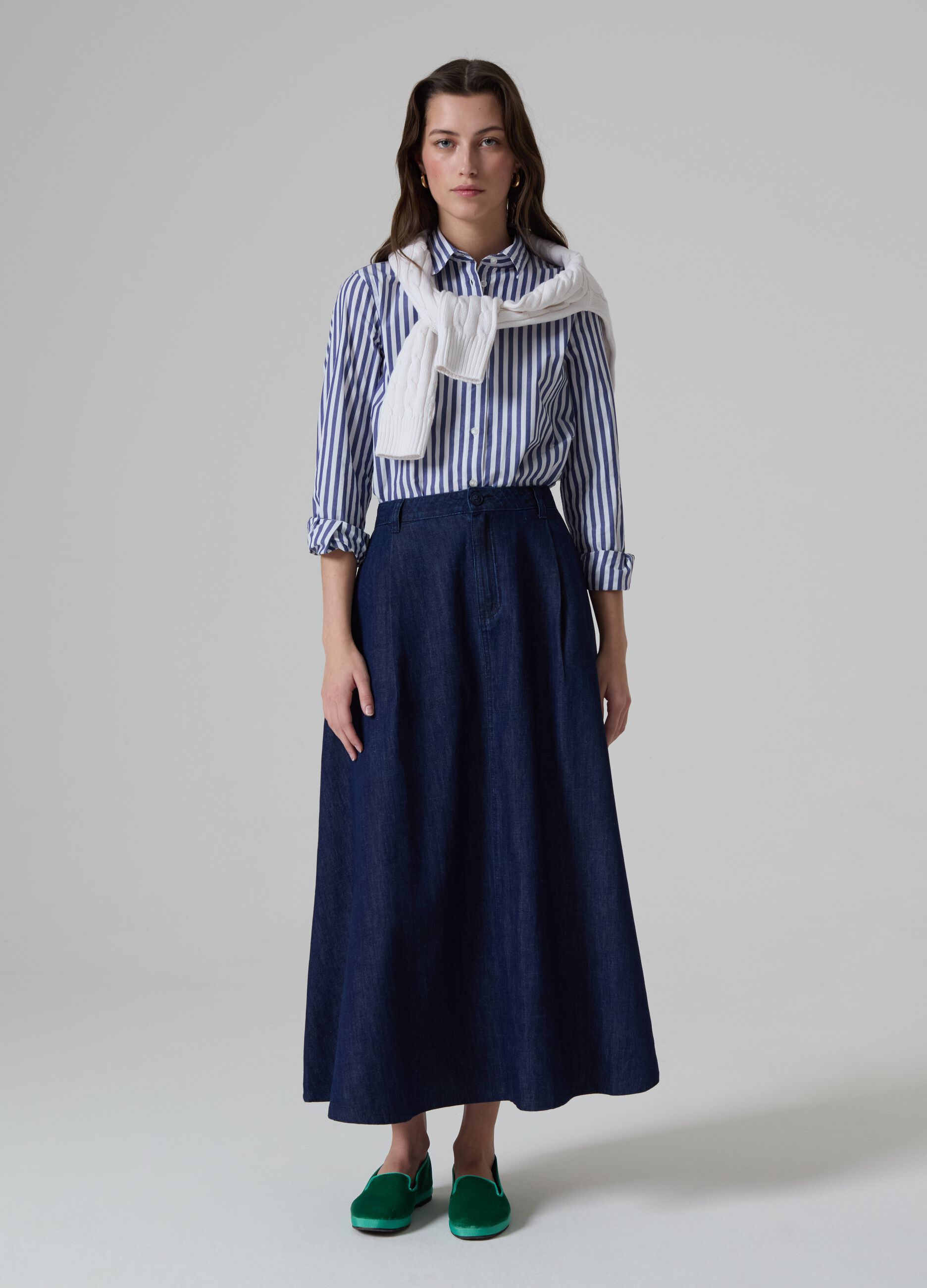 Full midi skirt in denim_0