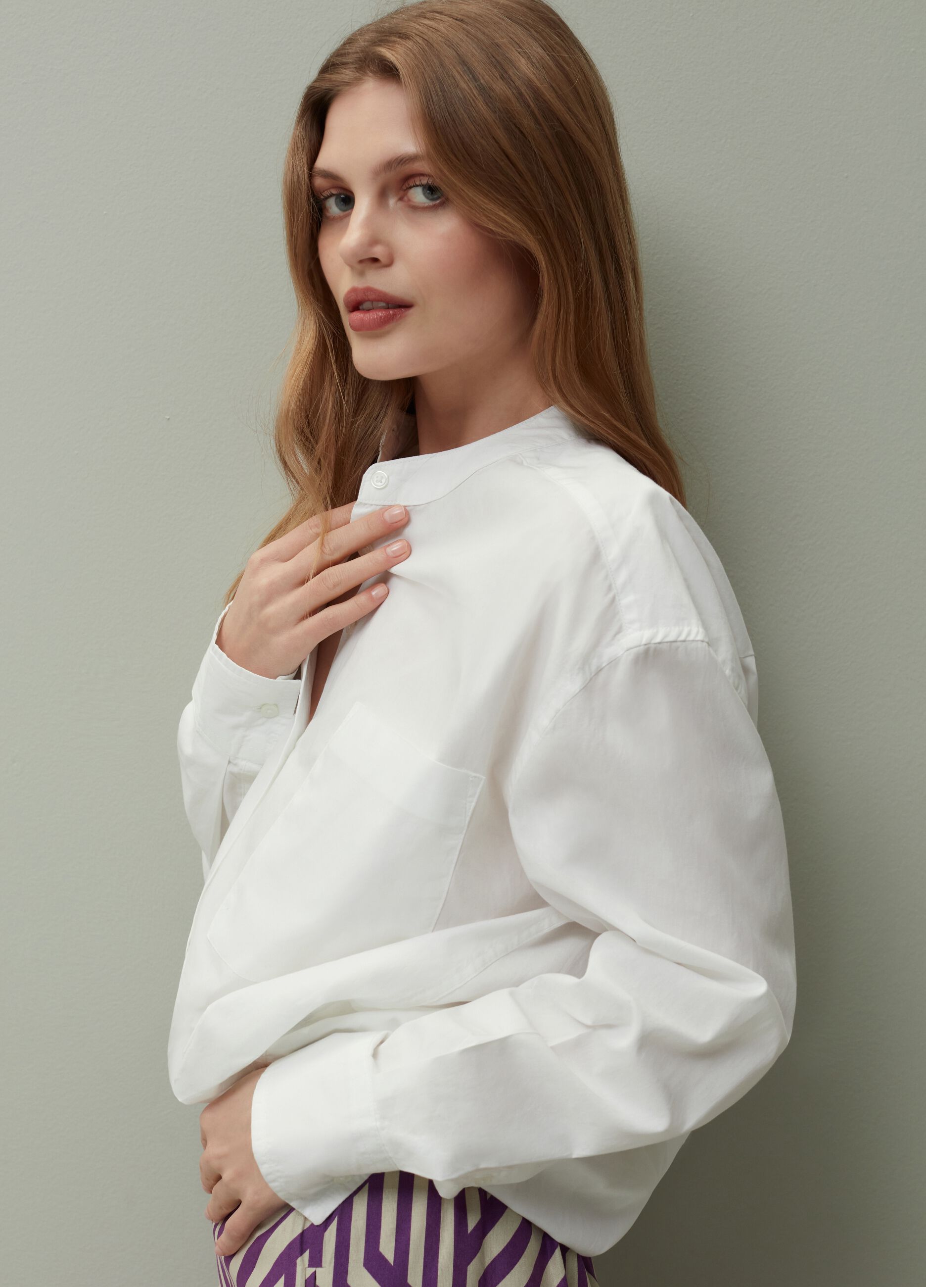 Relaxed-fit shirt with band collar_3