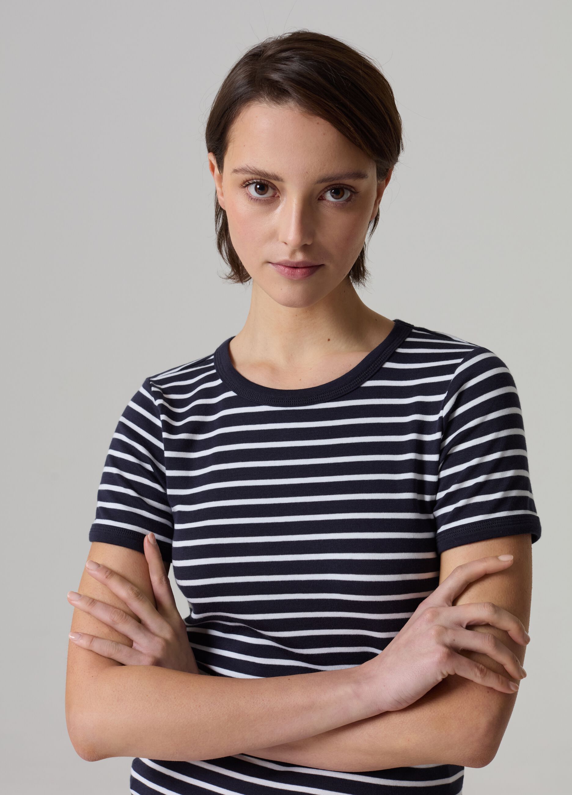 Striped T-shirt in stretch cotton_2