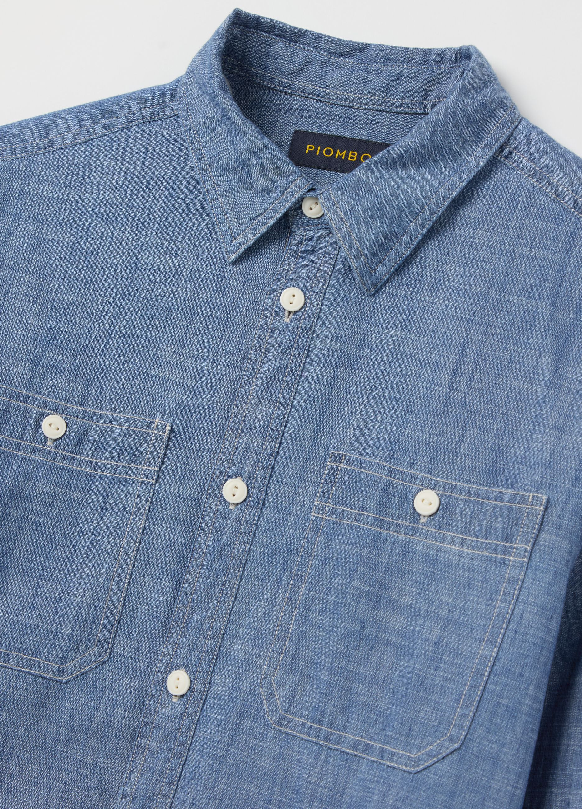 Iridescent cotton shirt with pockets