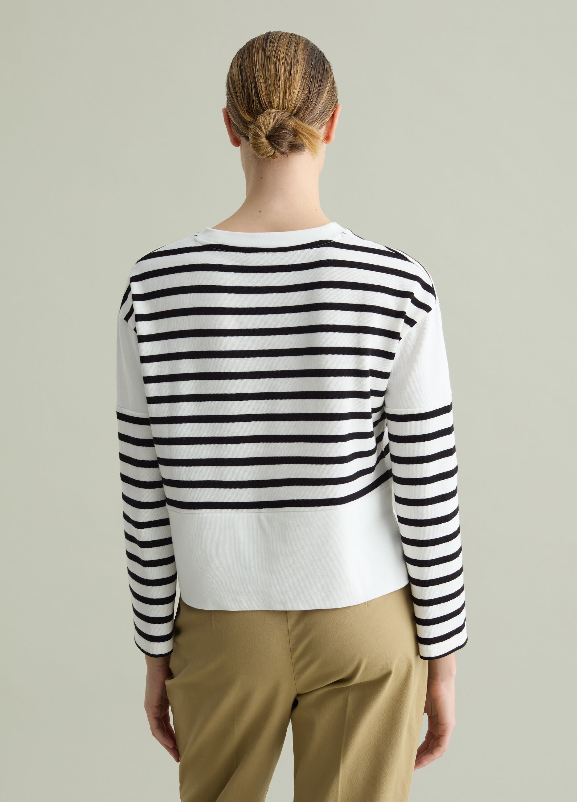 Long-sleeved T-shirt in striped cotton