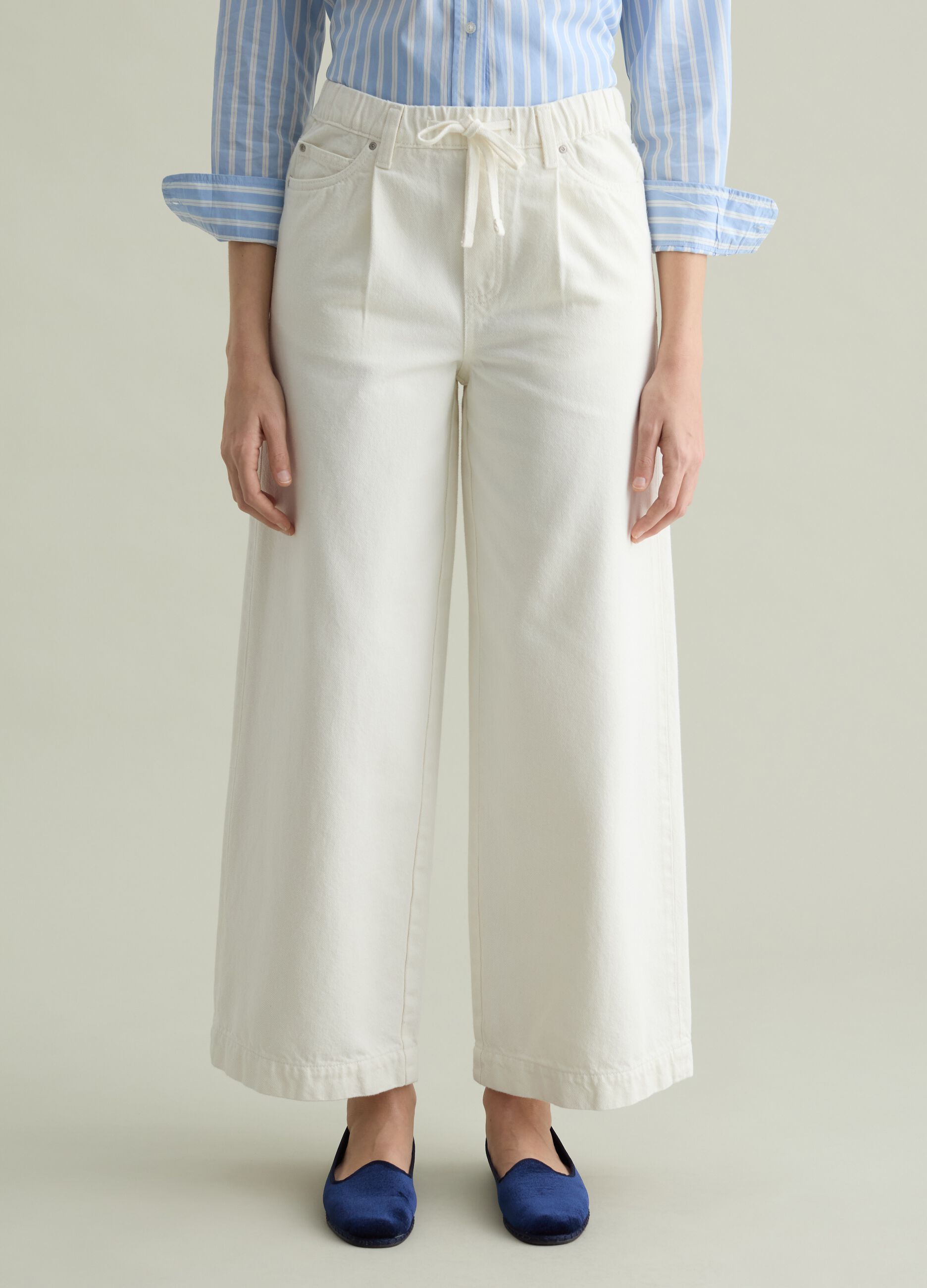Wide-leg jeans with drawstring