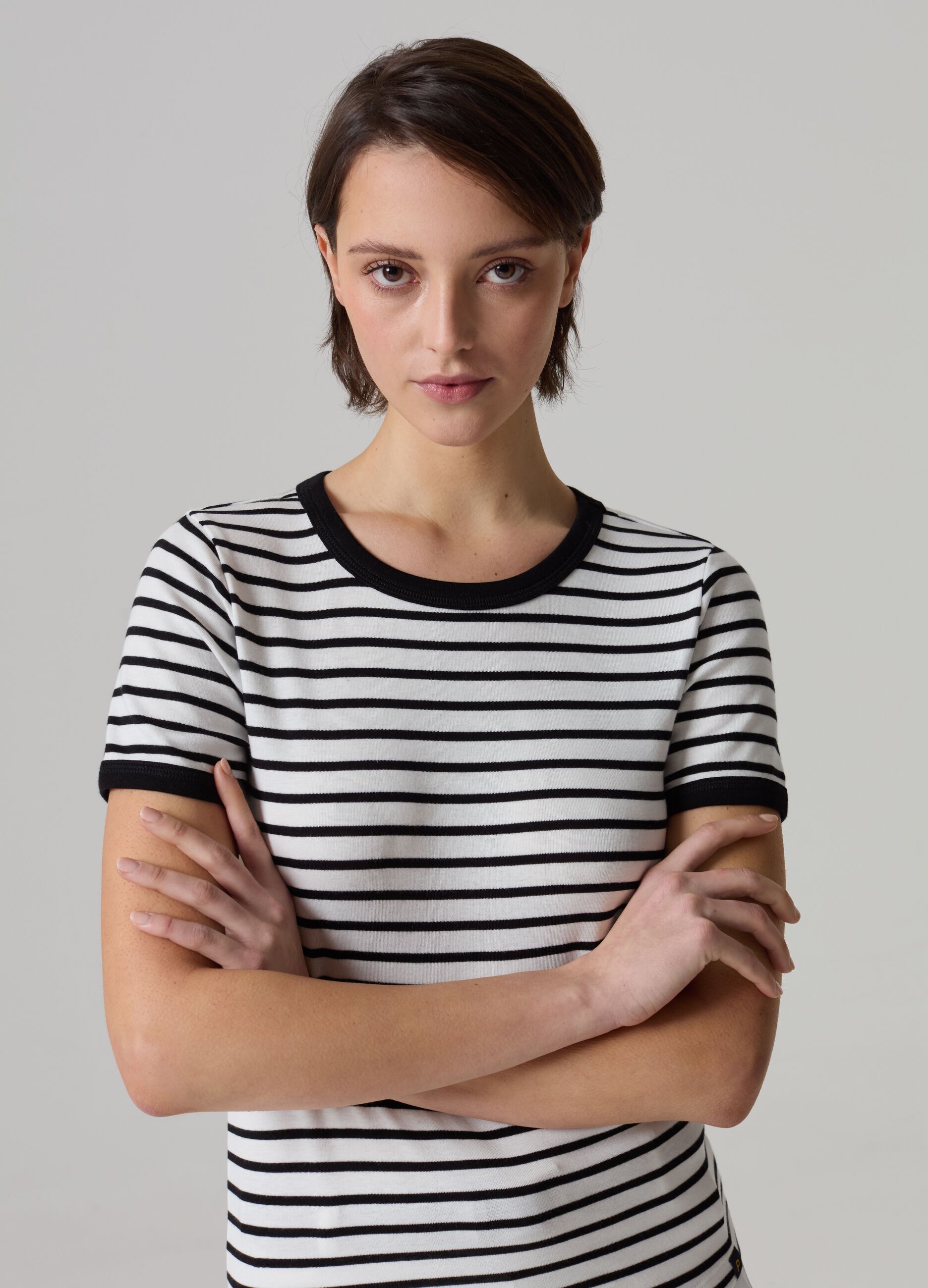 Striped T-shirt in stretch cotton