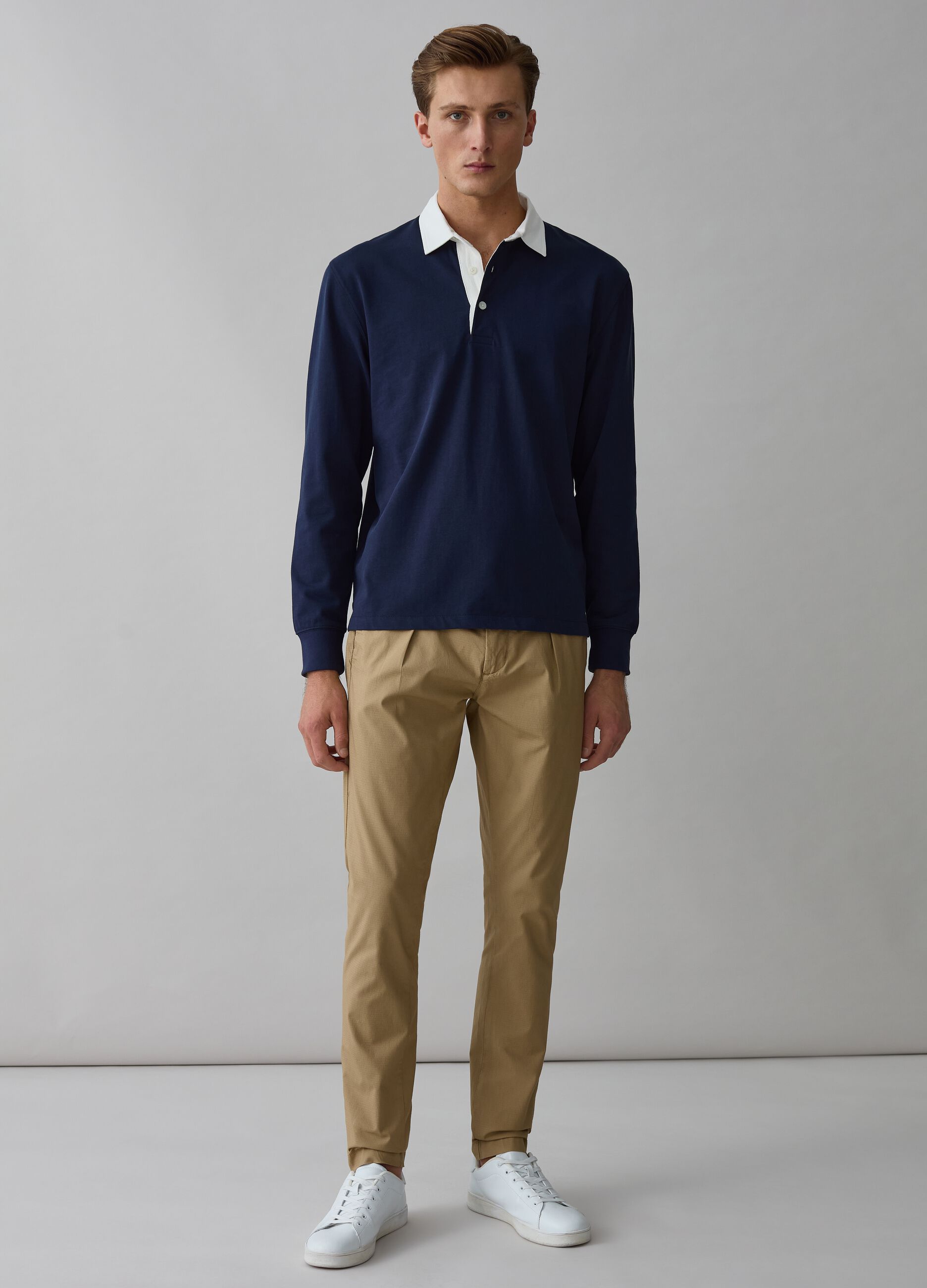 Chino trousers with ripstop weave_0