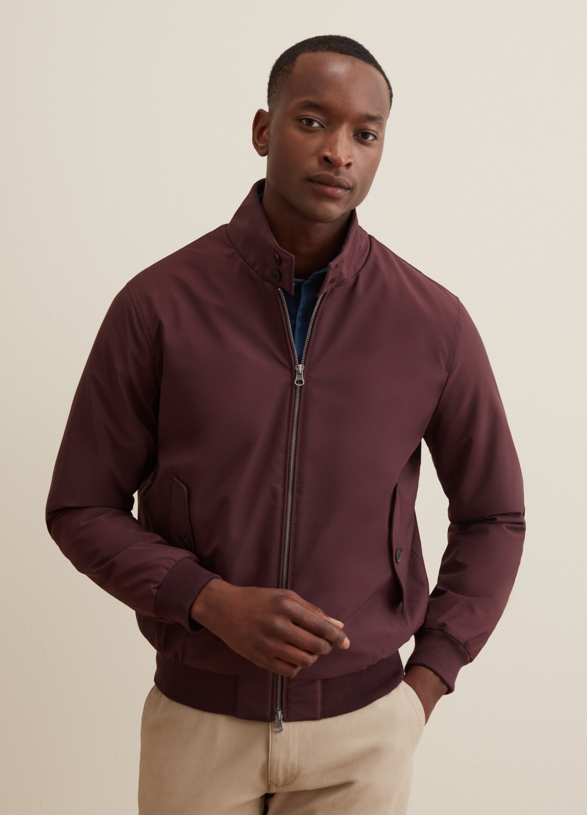 Burgundy harrington cheap jacket mens