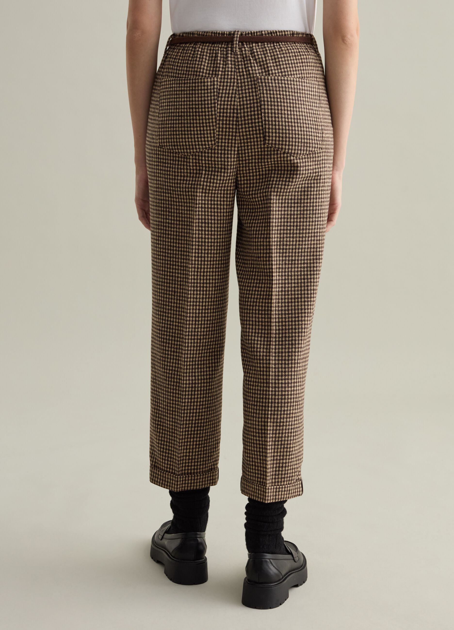 新作ウエア Woman's Houndstooth trousers with belt | PIOMBO パンツ