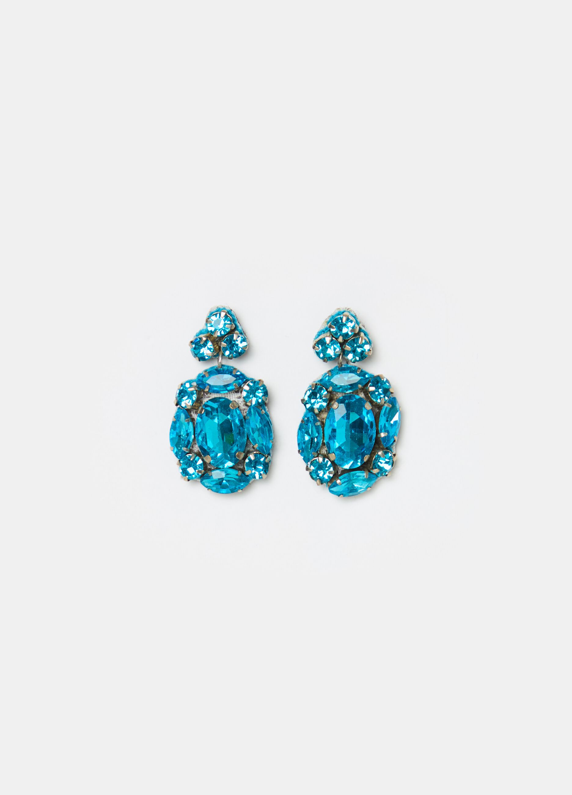 Pendant earrings with gems and diamantés