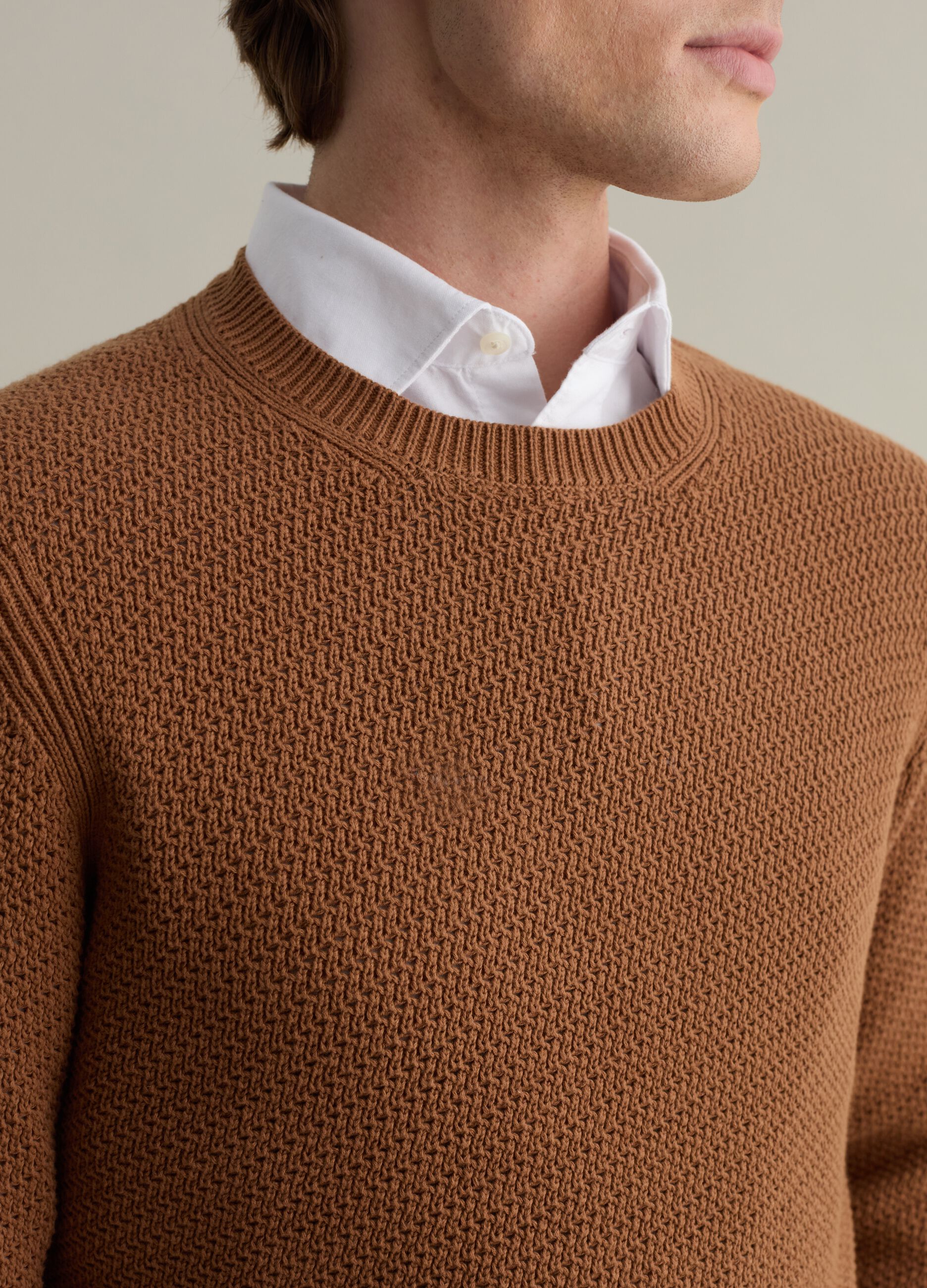 Cotton pullover with weave