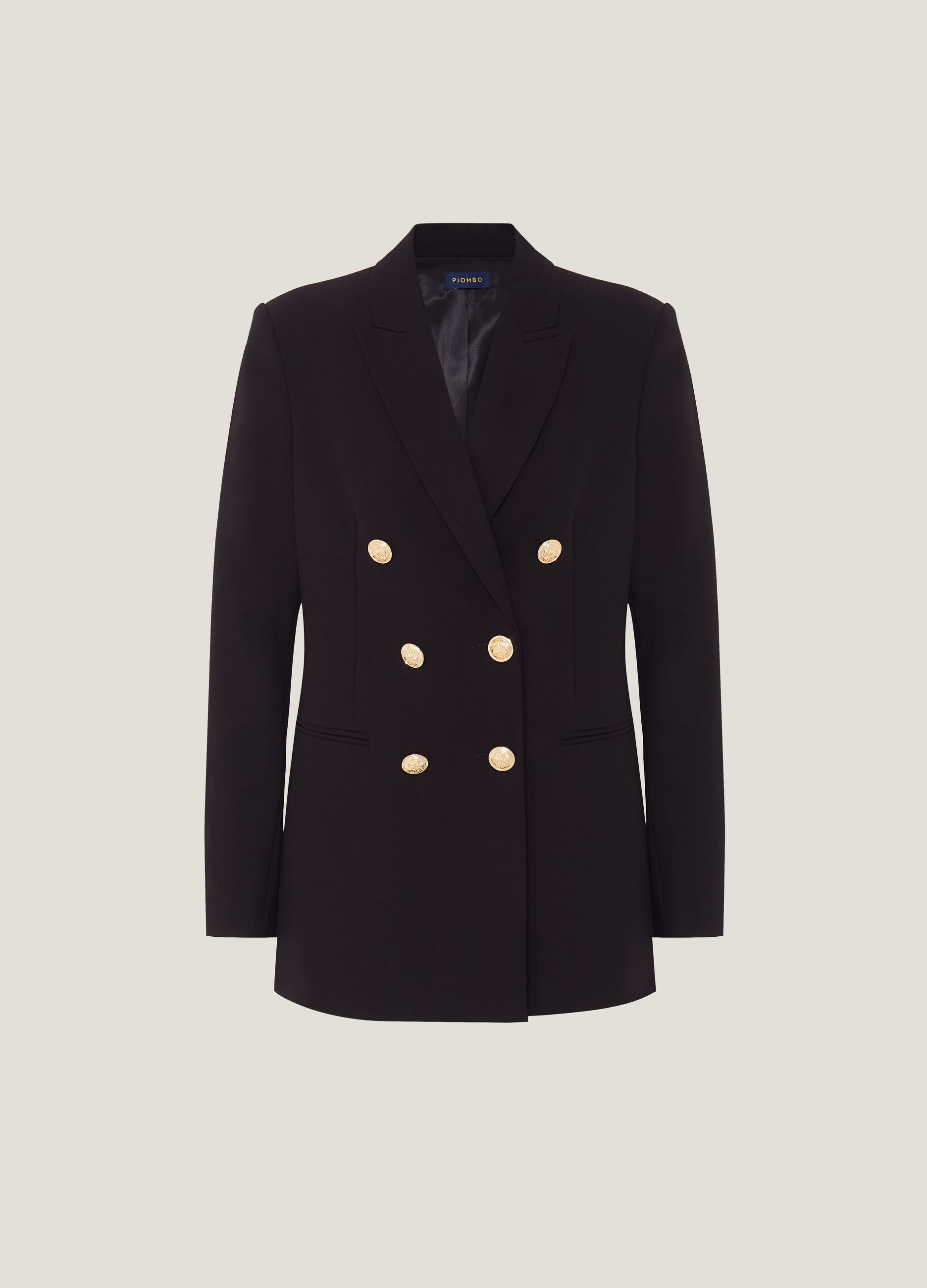Woman s Black Double breasted blazer with gold coloured buttons PIOMBO