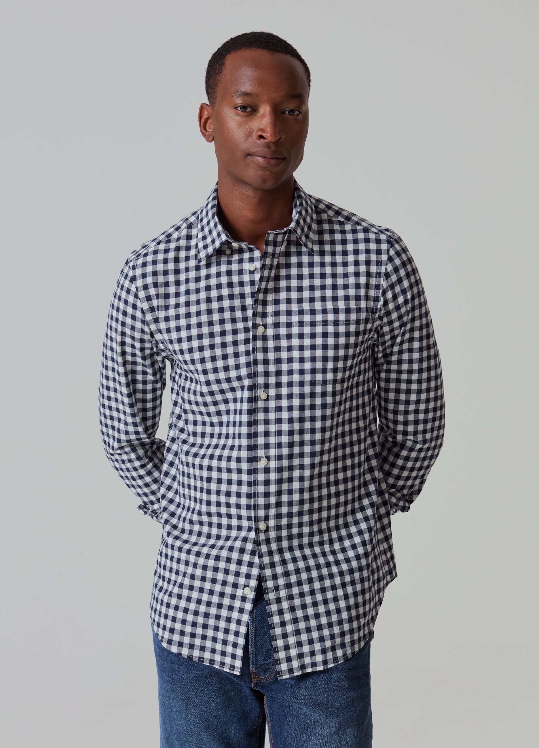 Check cotton shirt with pocket