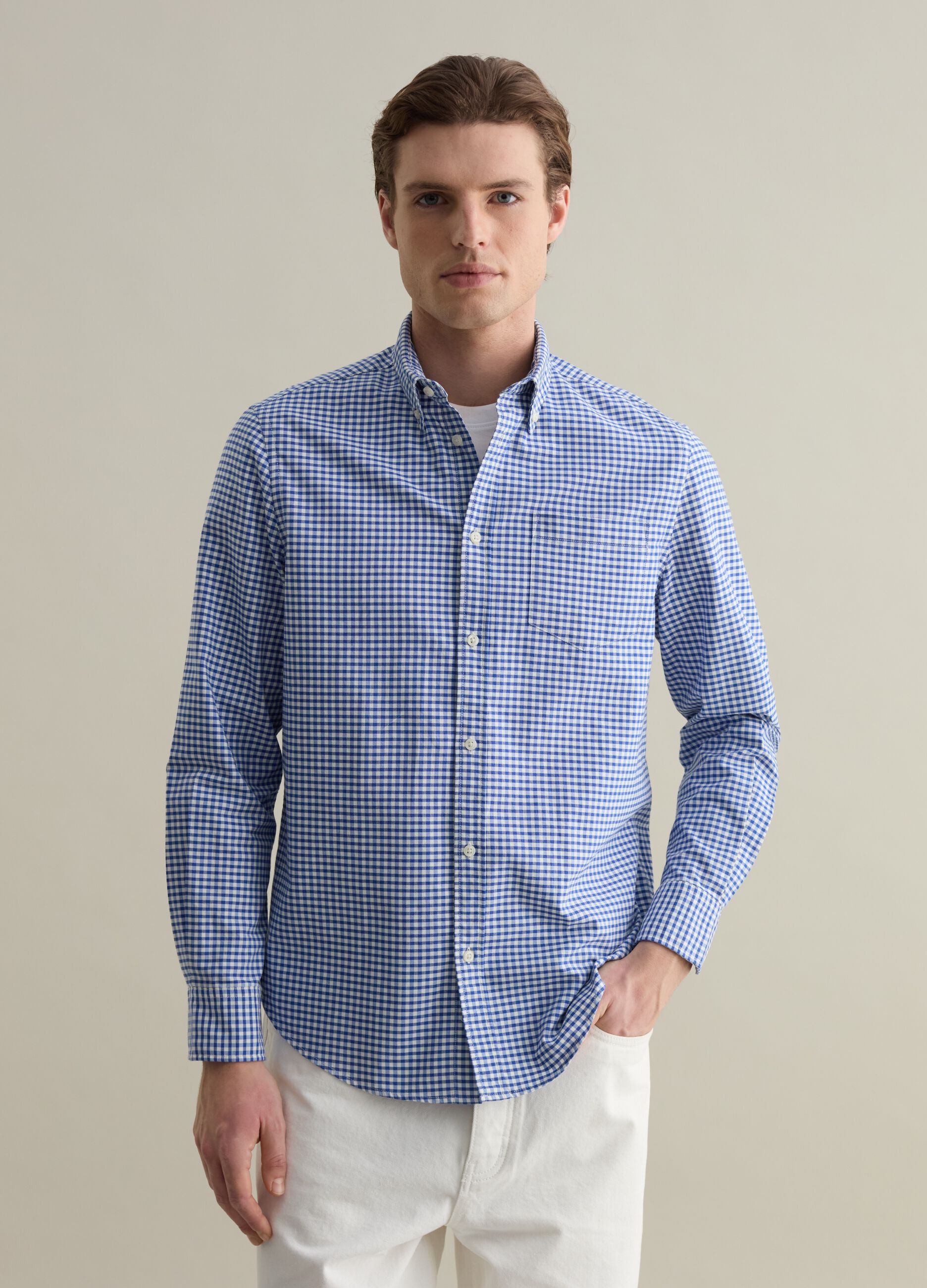 Camisa de algodón oxford de cuadritos