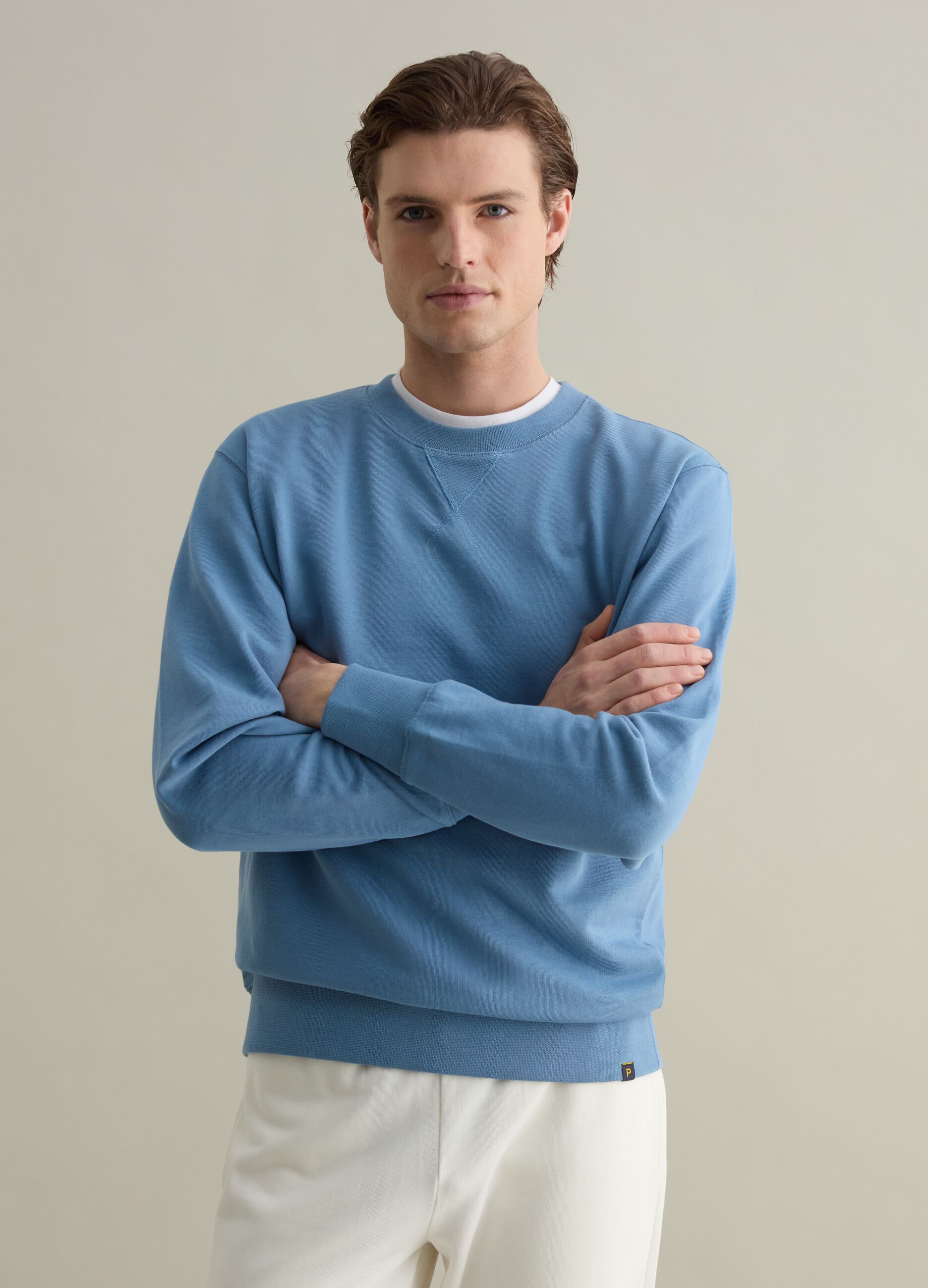 Sweatshirt with round neck and stitched detail