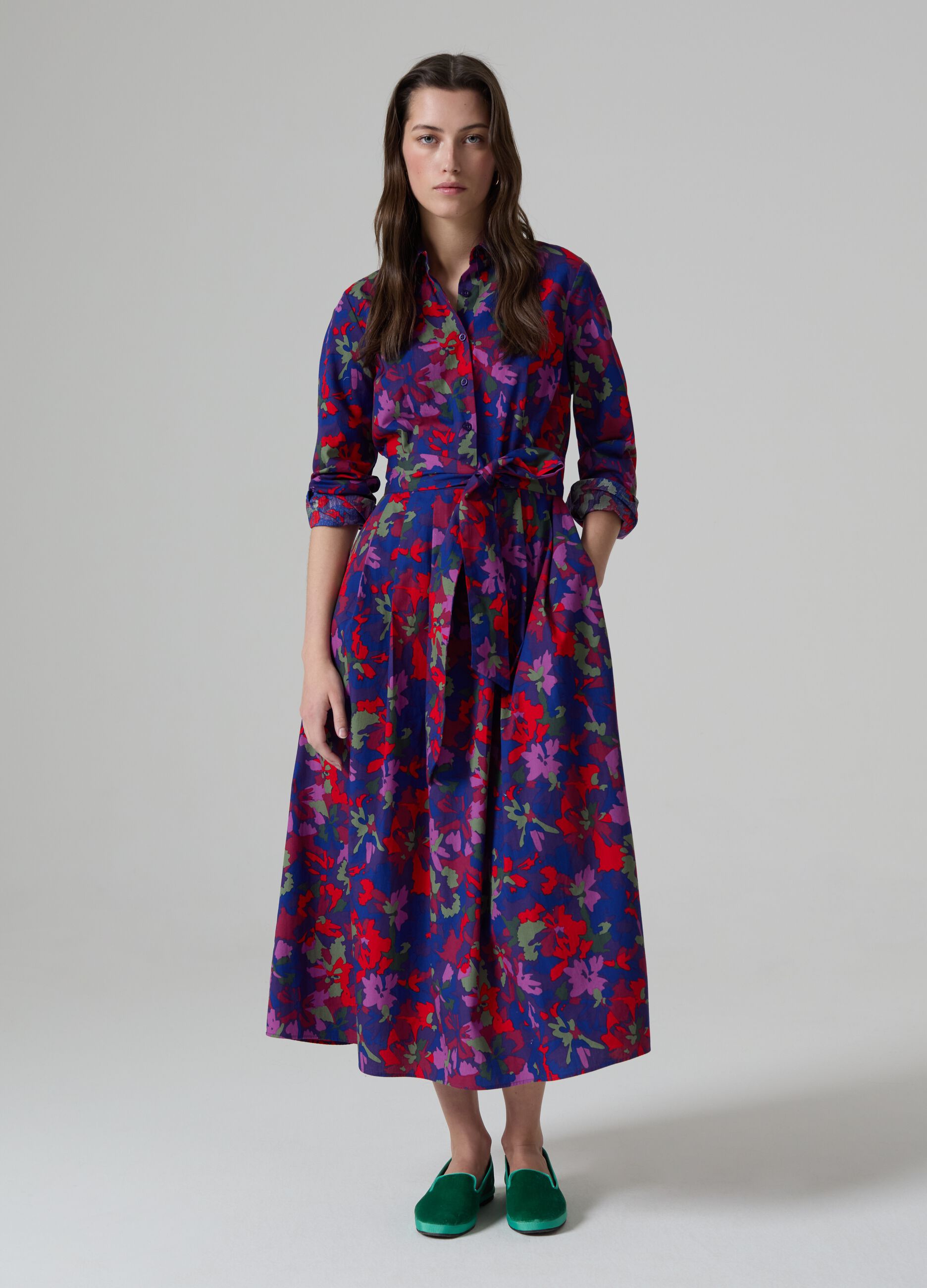 Long shirt dress with floral print