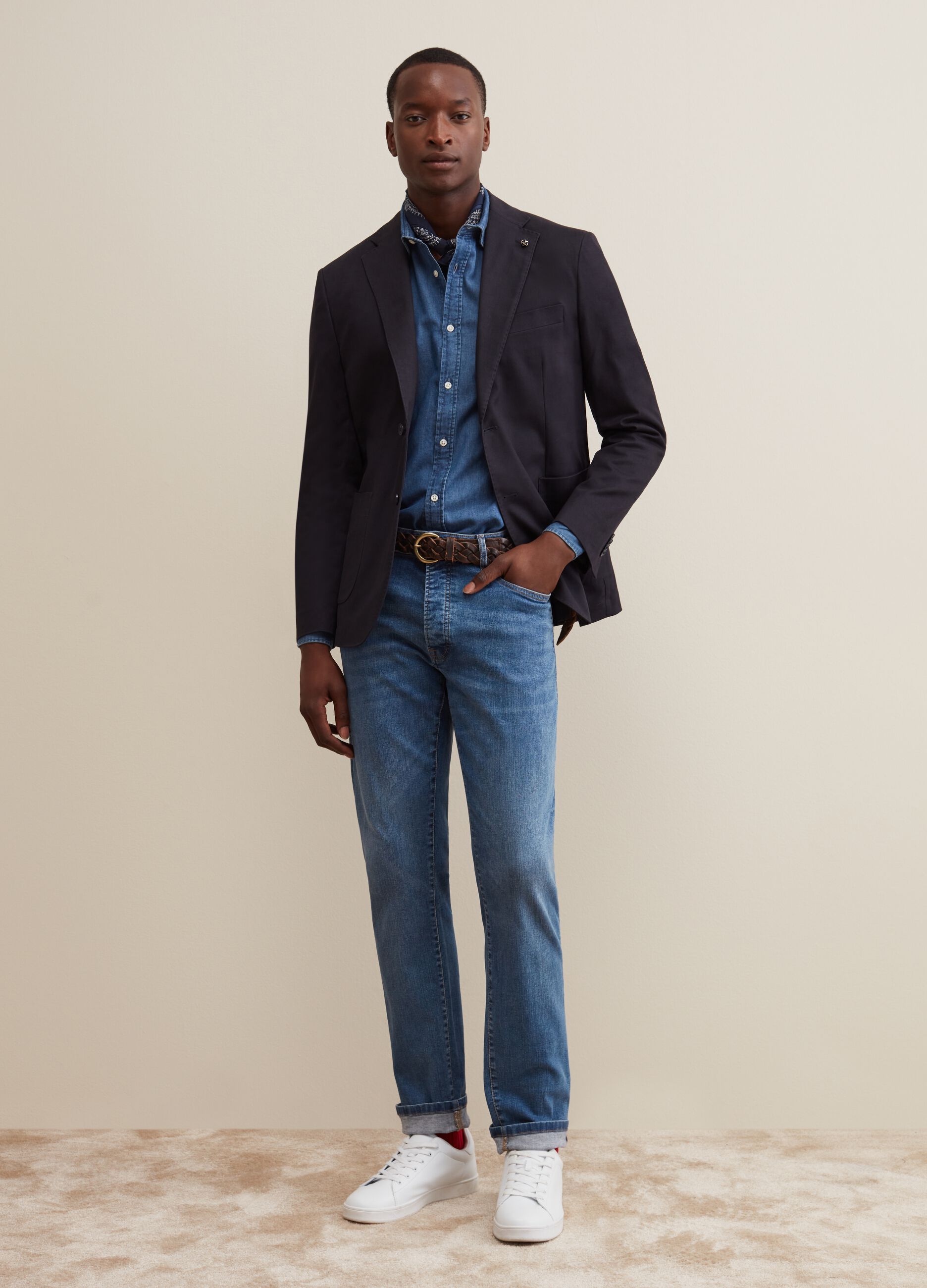 Navy cotton blazer new arrivals