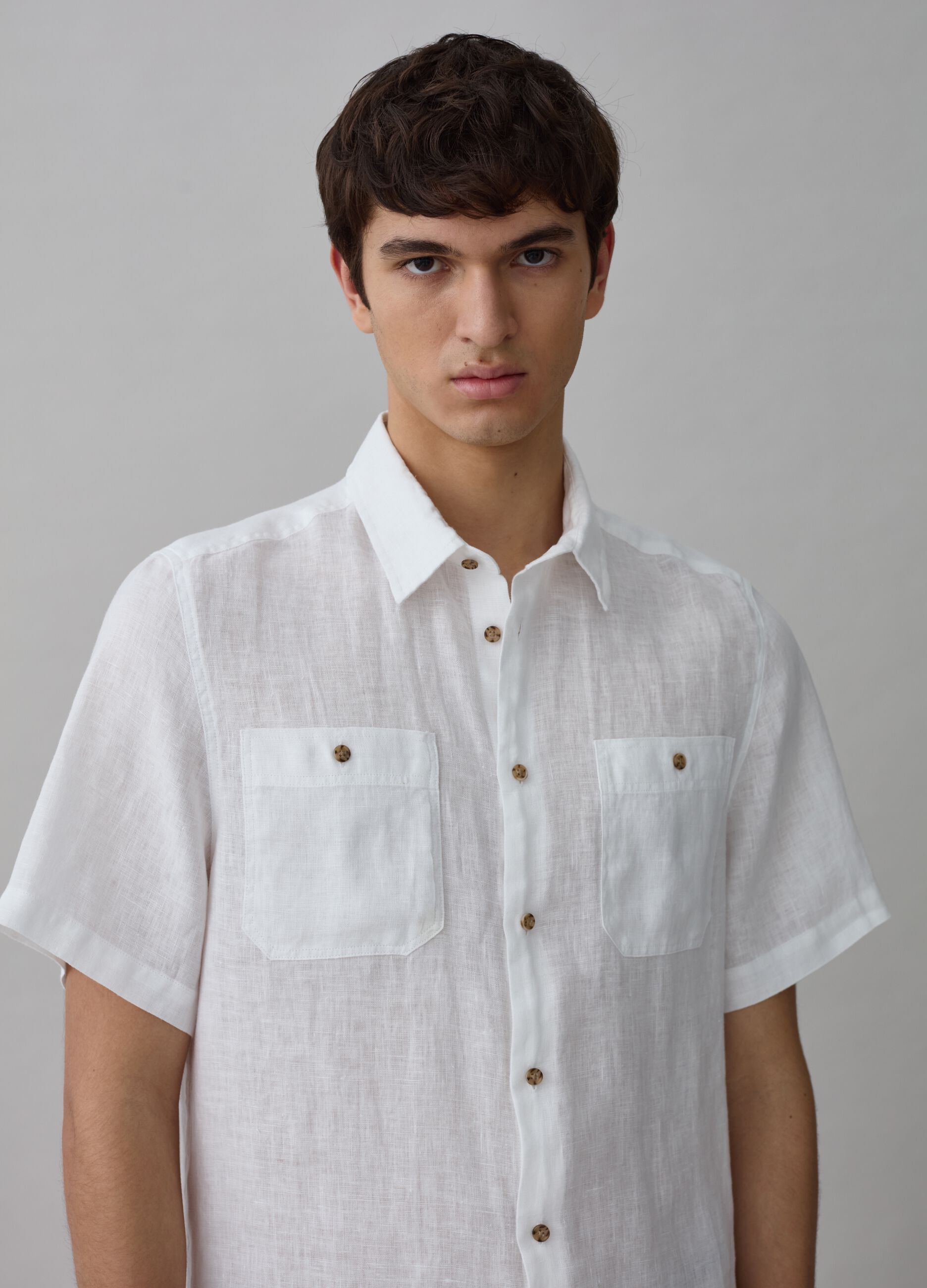 Camisa de manga corta de lino_1
