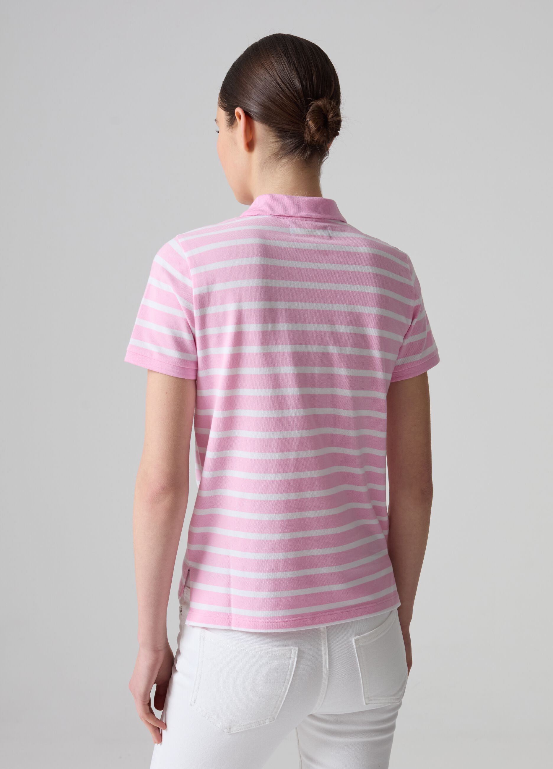 Organic cotton piquet polo shirt with stripes_1