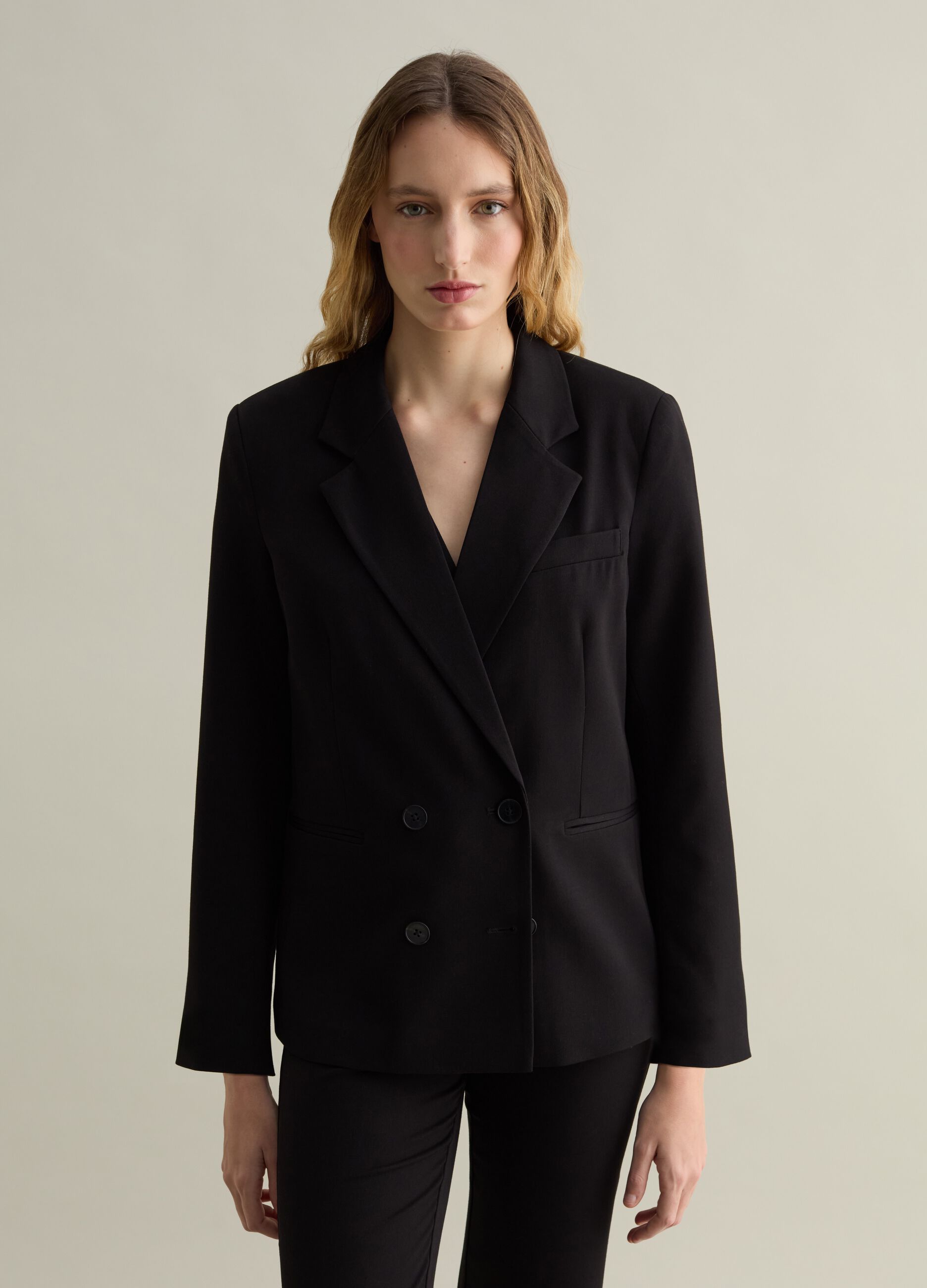 Solid colour double-breasted blazer