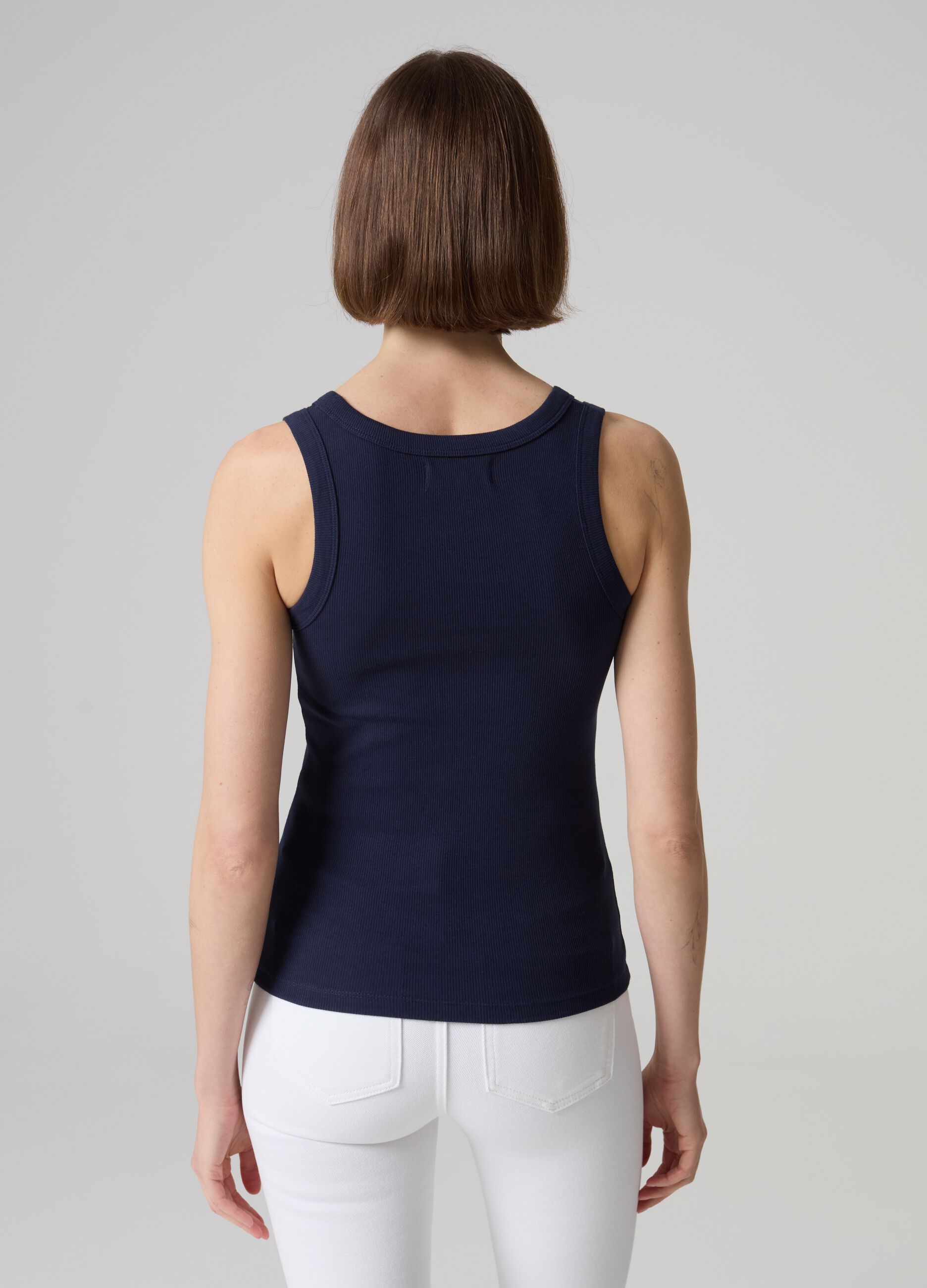 Tank top in ribbed stretch cotton_2