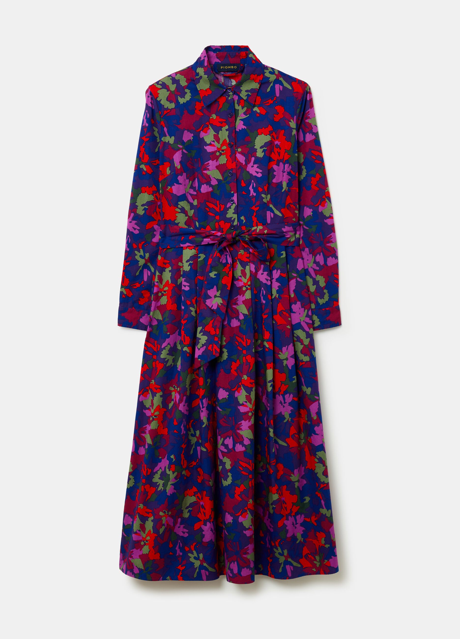Vestido largo camisero con estampado floral_3