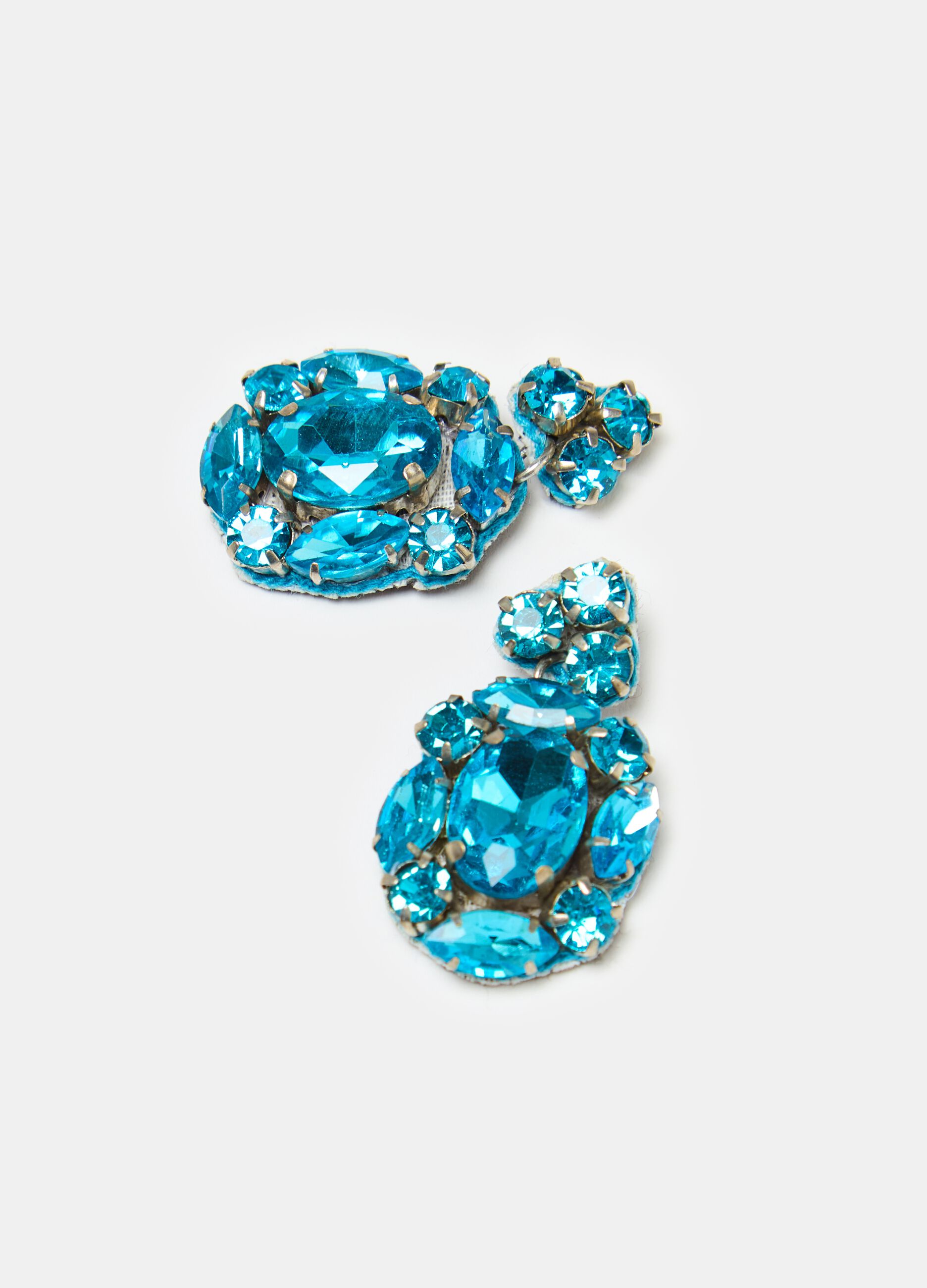 Pendant earrings with gems and diamantés
