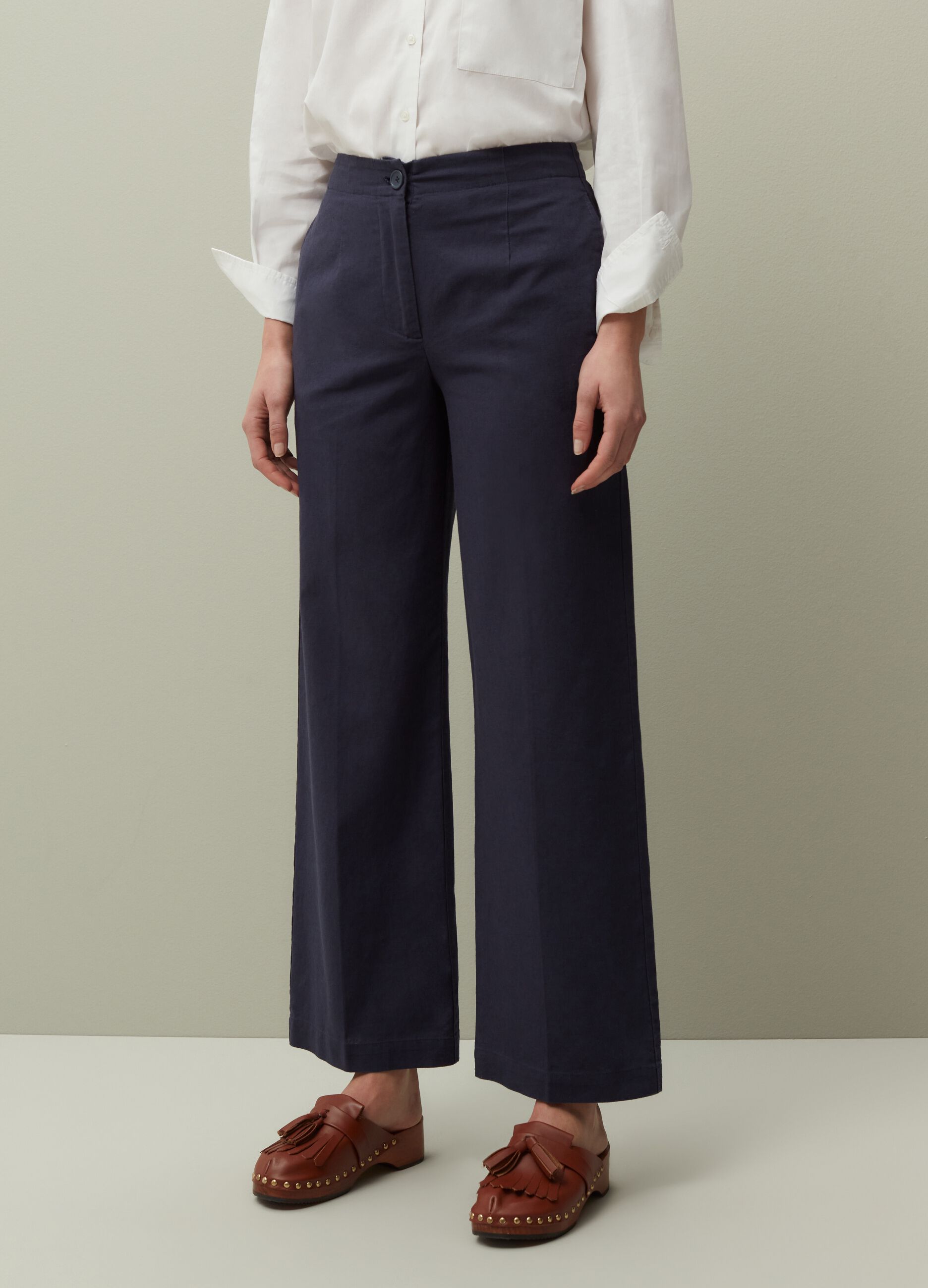 Wide-leg trousers in linen and cotton_1