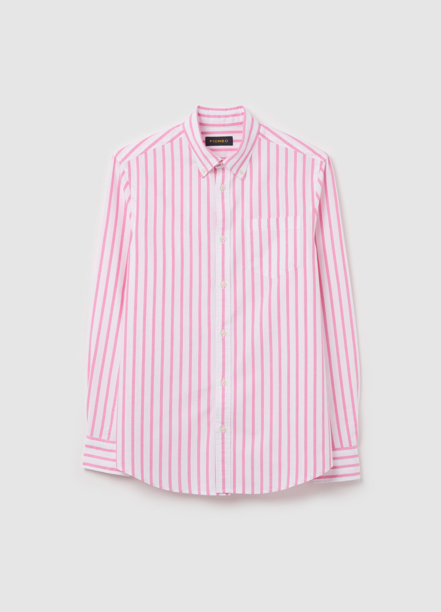 Striped button-down shirt with pocket