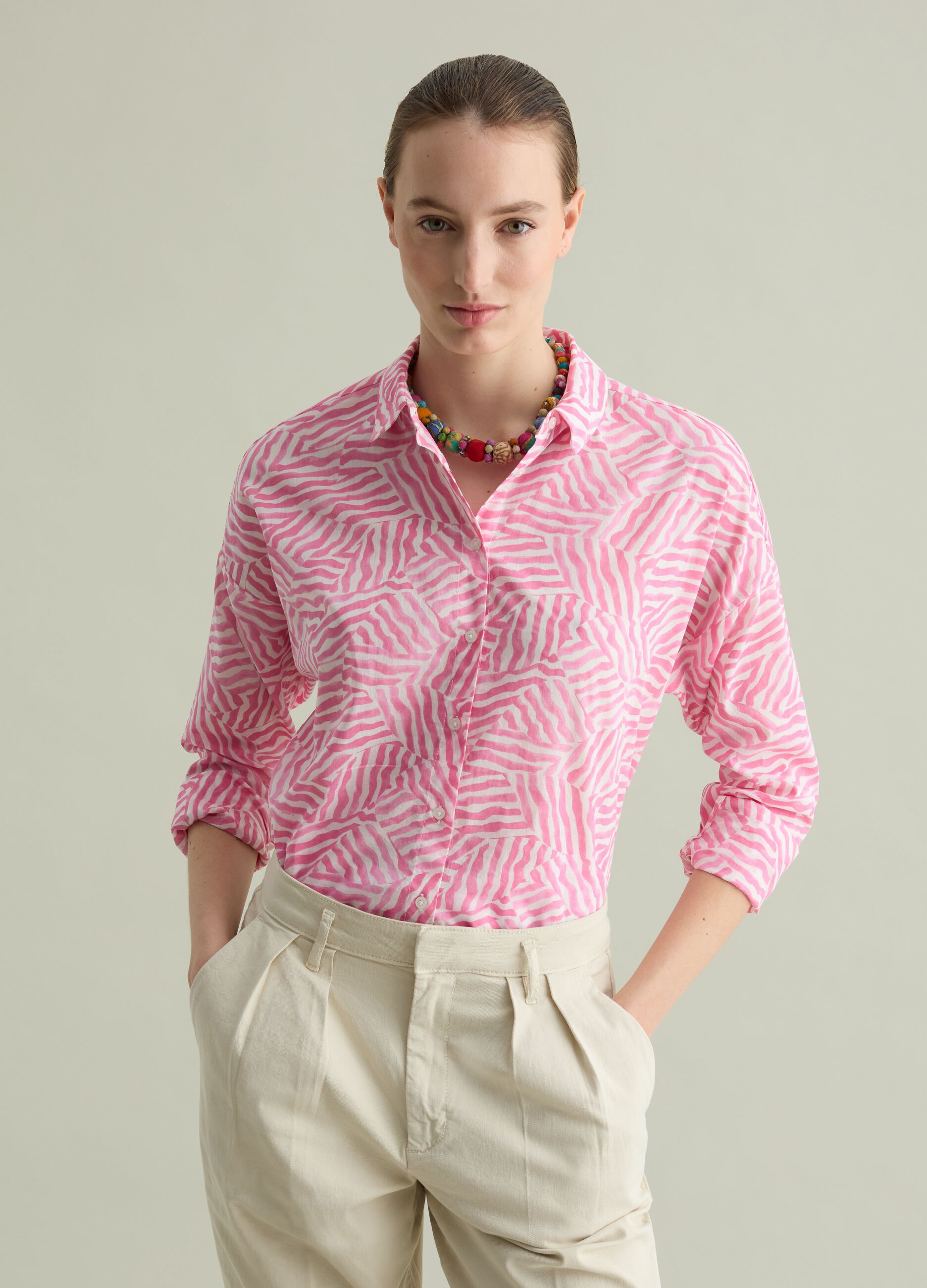 Cotton shirt with patterned print