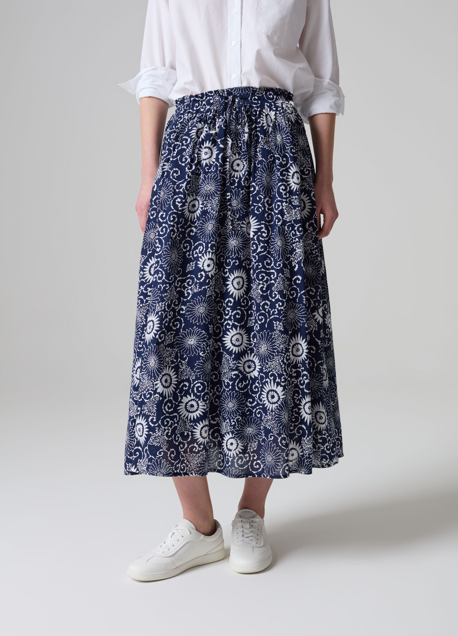 Full midi skirt with floral print_1